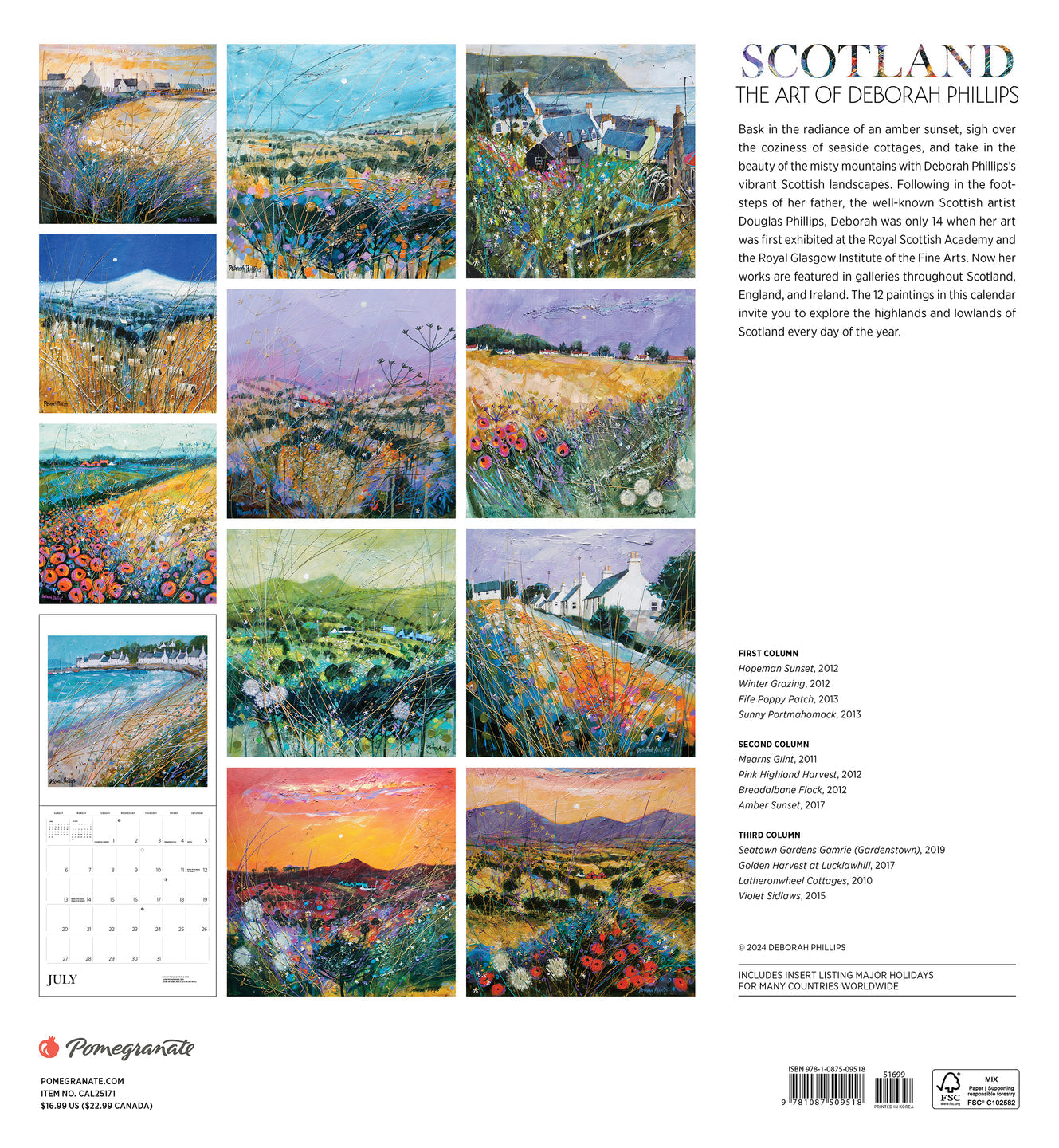 2025 Scotland: The Art Of Deborah Phillips - Square Wall Calendar