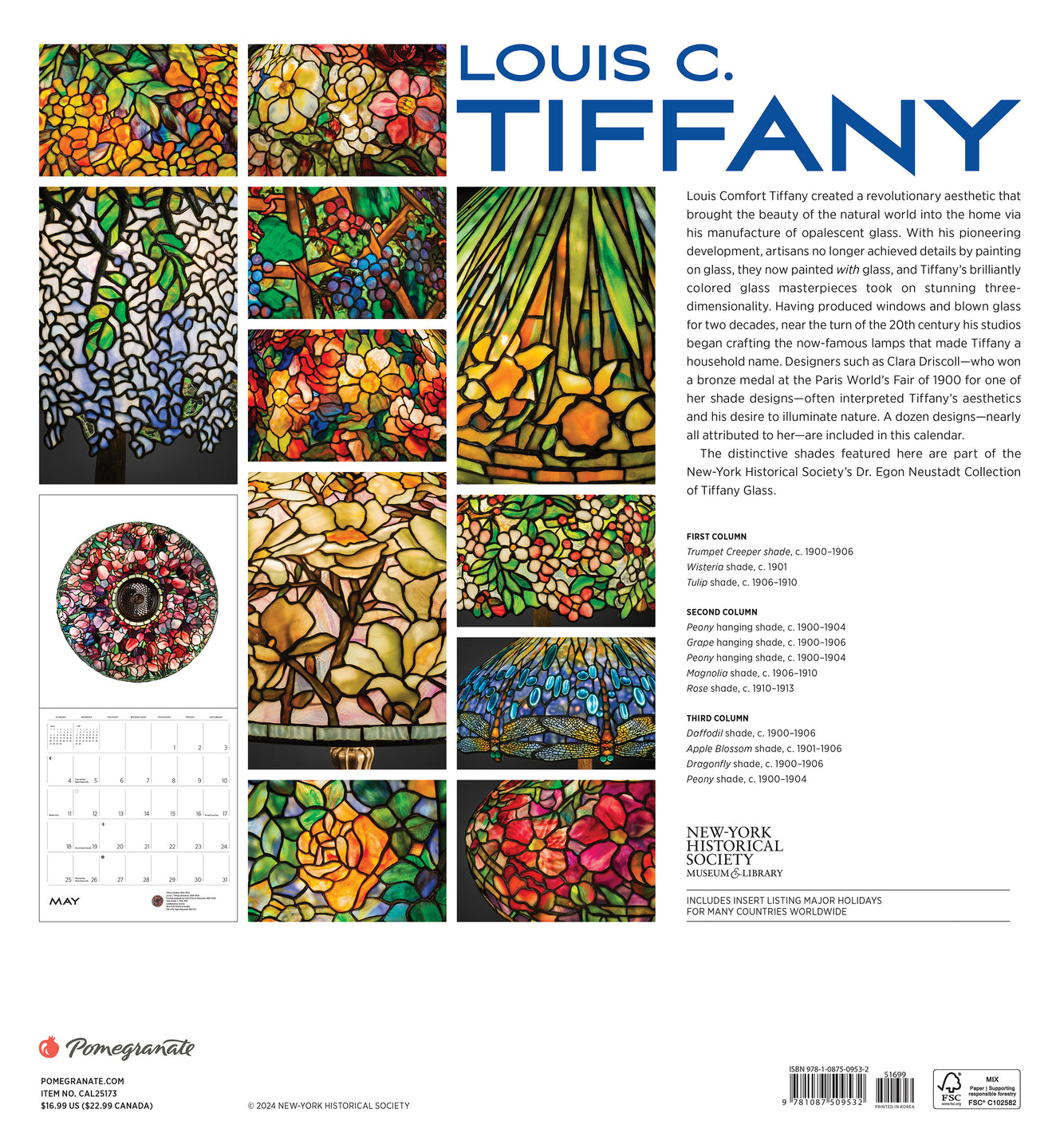 2025 Louis C. Tiffany - Square Wall Calendar