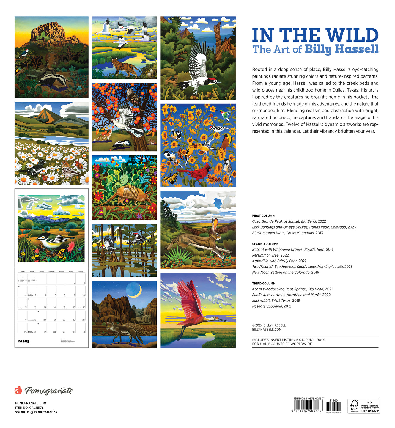 2025 In The Wild: The Art Of Billy Hassell - Square Wall Calendar