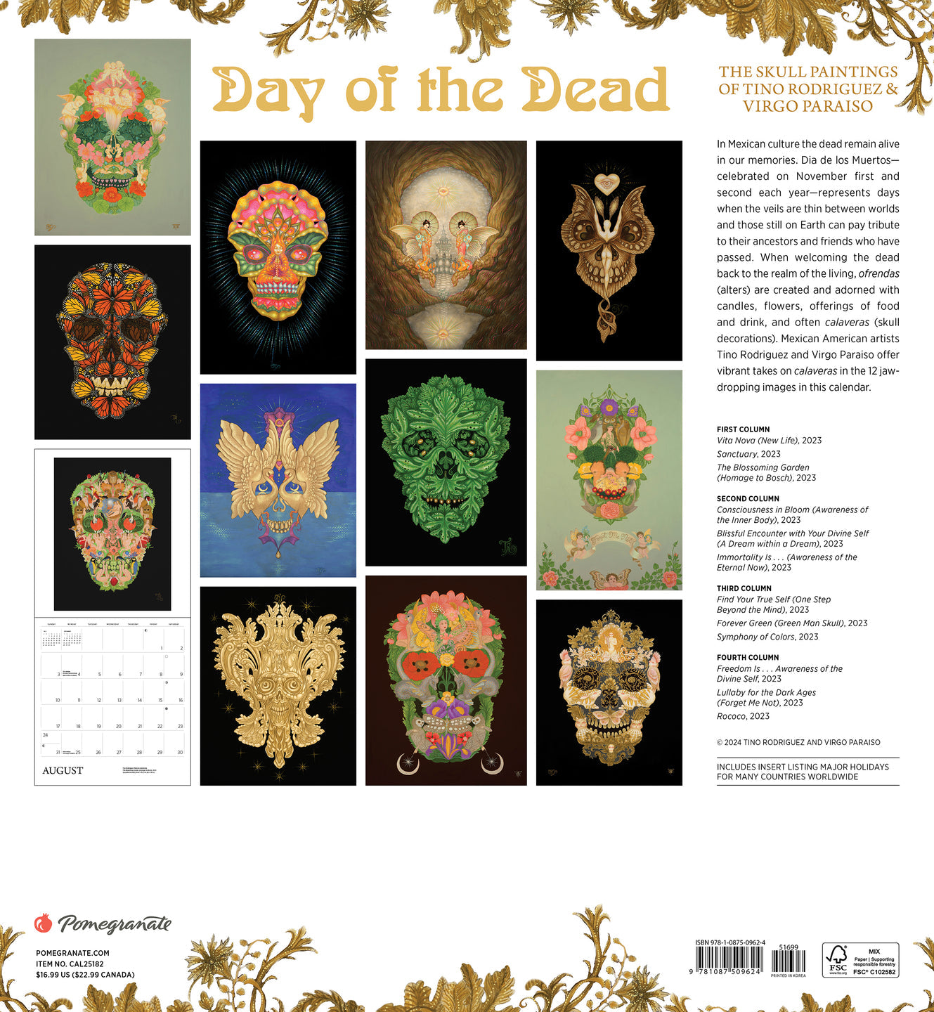 2025 Day Of The Dead: The Skull Paintings Of Tino Rodriguez and Virgo Paraiso - Square Wall Calendar