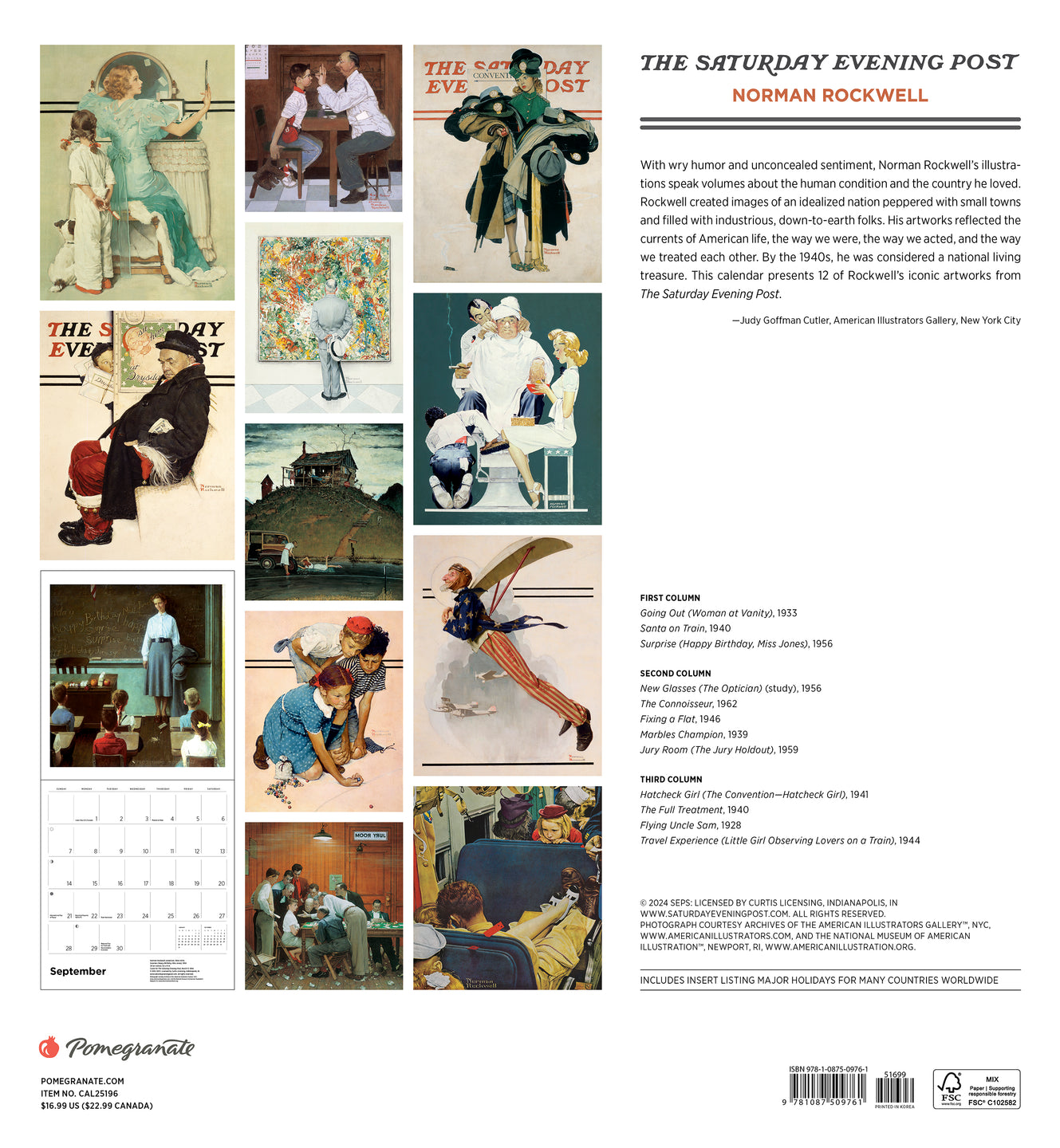 2025 Norman Rockwell: The Saturday Evening Post - Square Wall Calendar