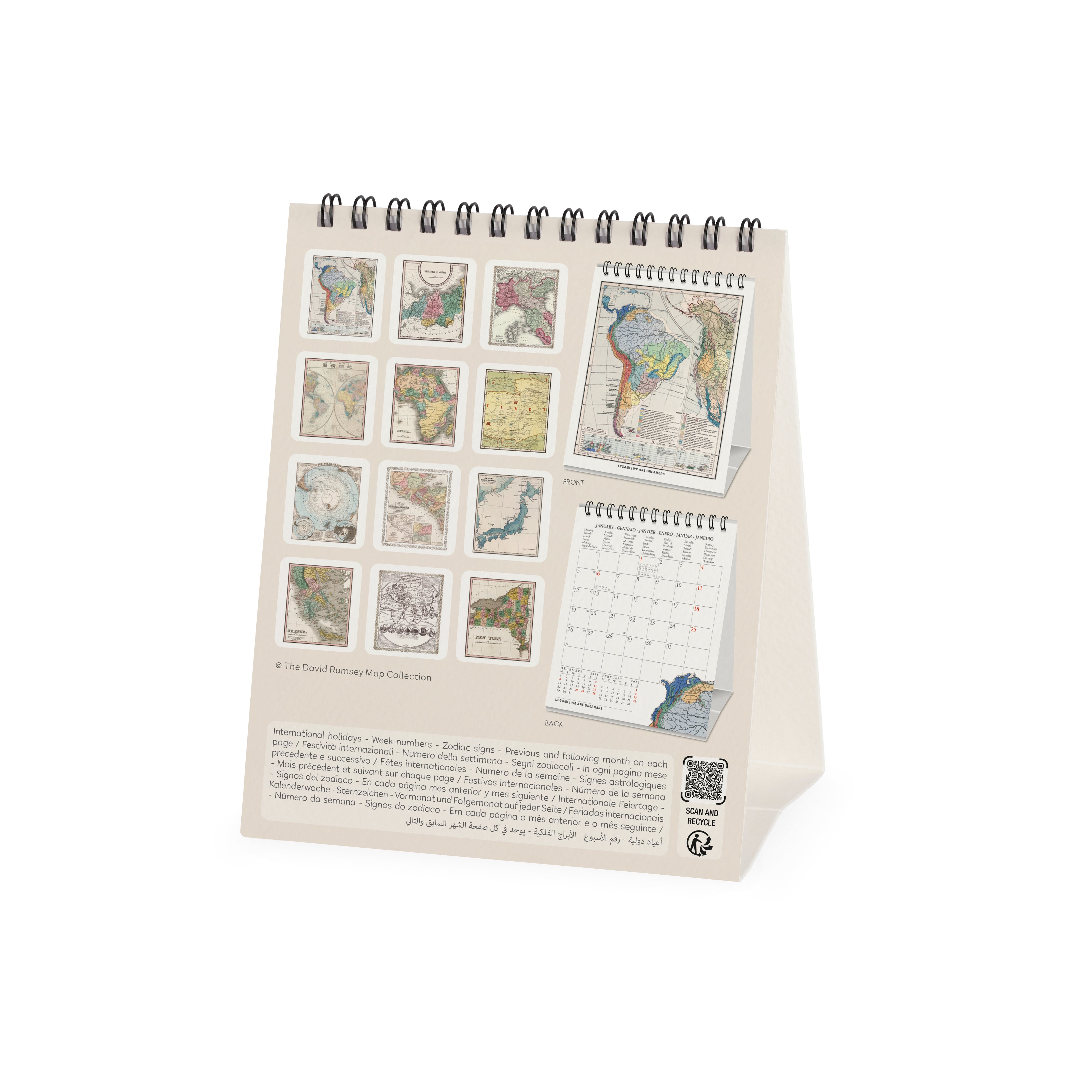 2026 Vintage Maps - Desk Easel Calendar