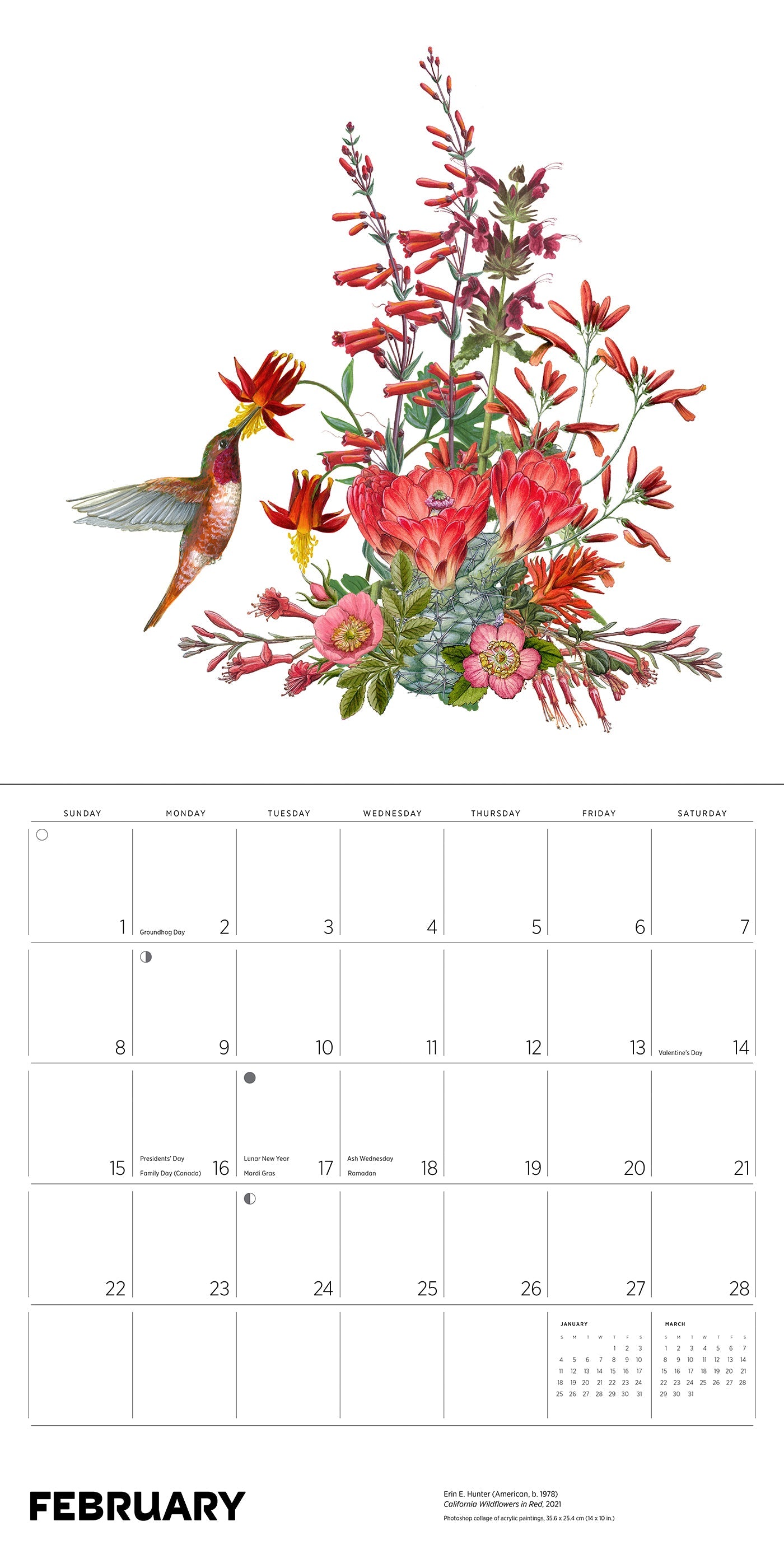 2026 Erin E. Hunter: Pollinators - Square Wall Calendar