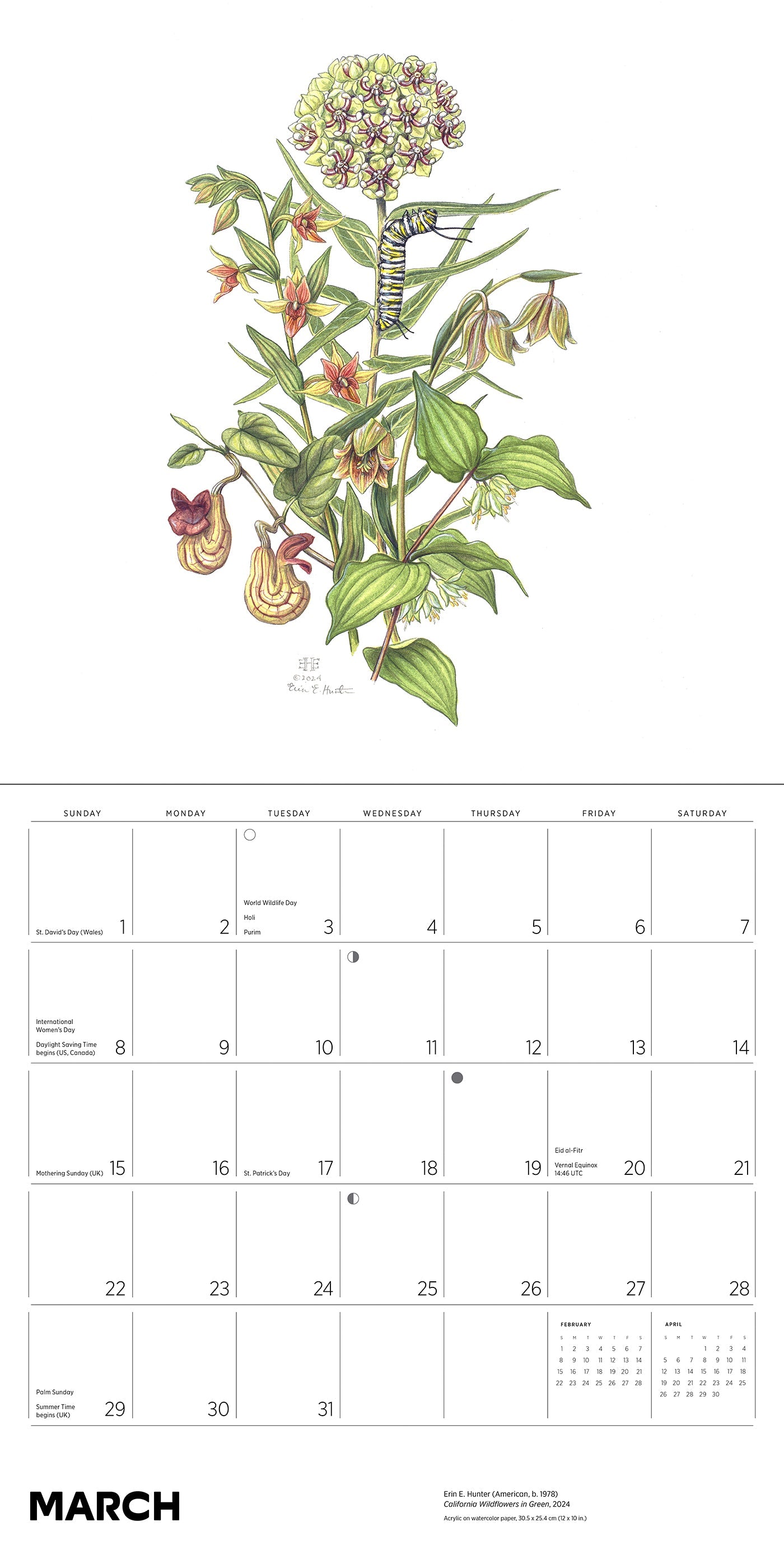 2026 Erin E. Hunter: Pollinators - Square Wall Calendar