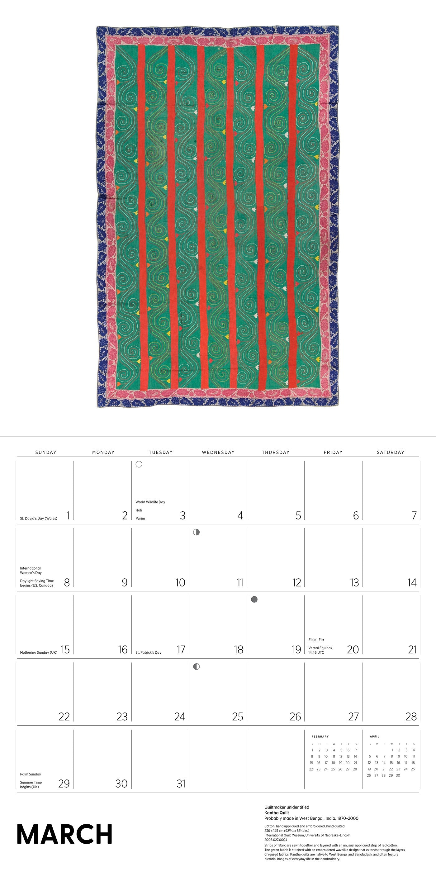 2026 Antique Quilts - Square Wall Calendar