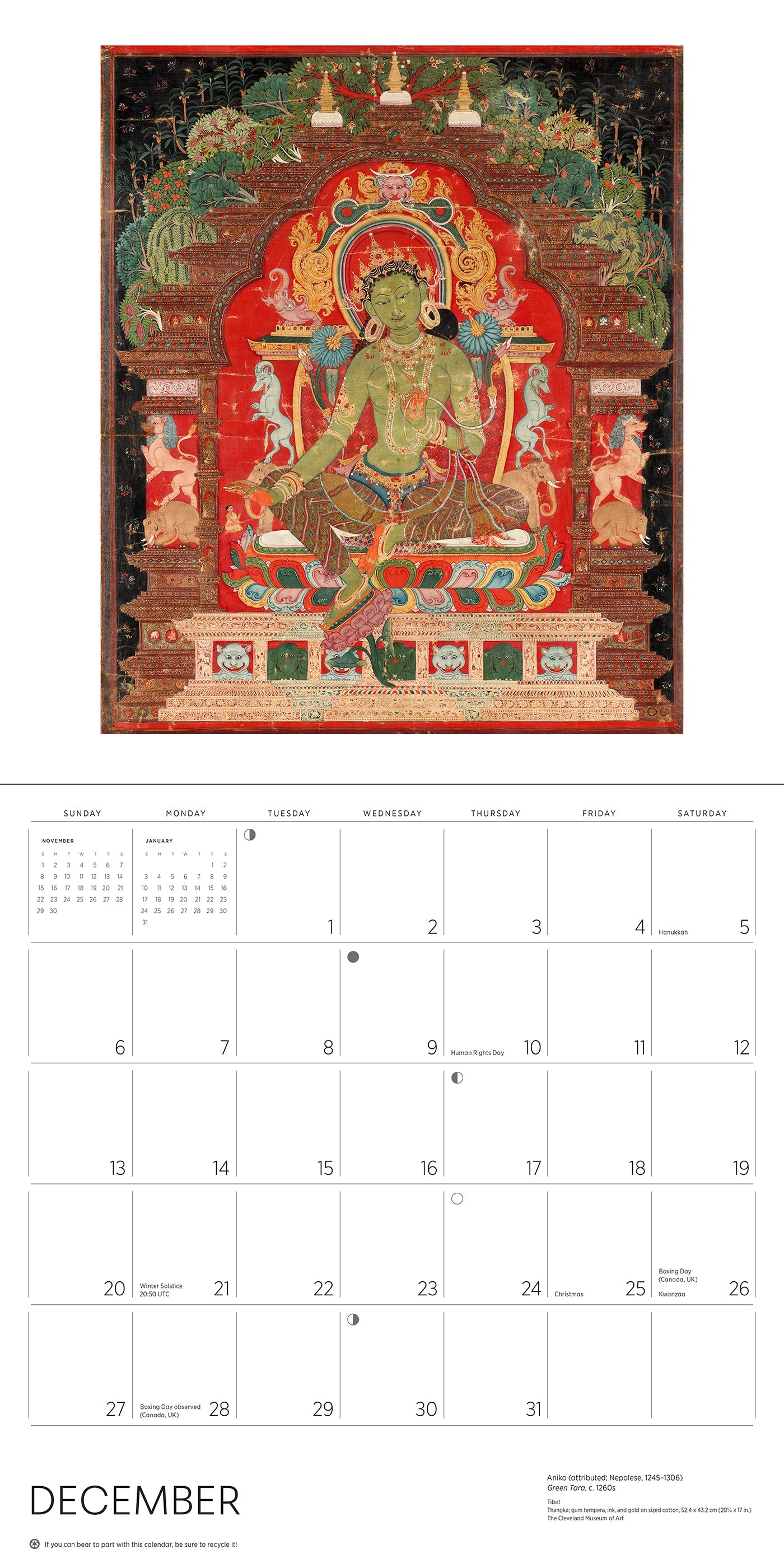 2026 Enlightenment: Buddhist Paintings - Square Wall Calendar