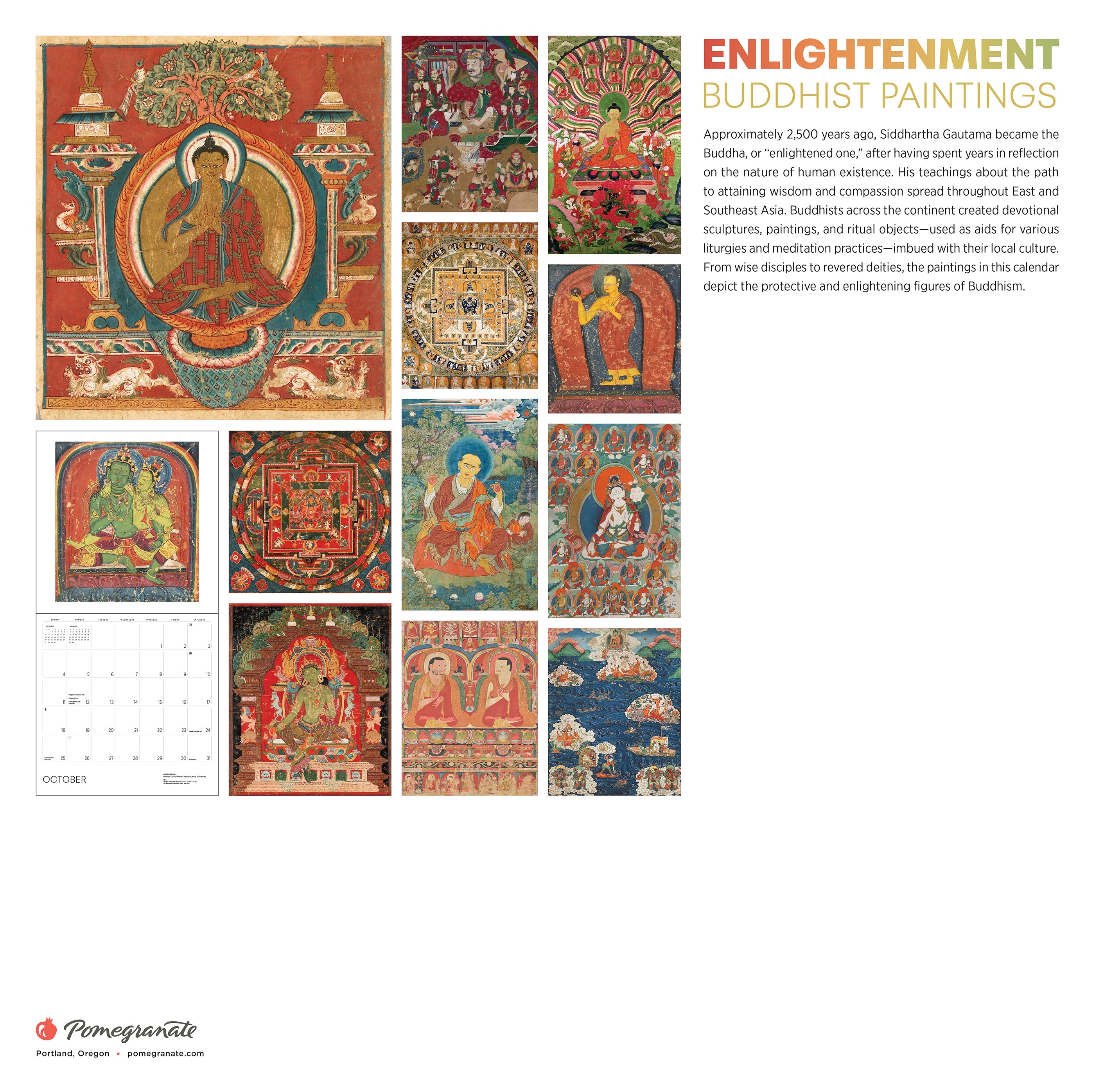 2026 Enlightenment: Buddhist Paintings - Square Wall Calendar