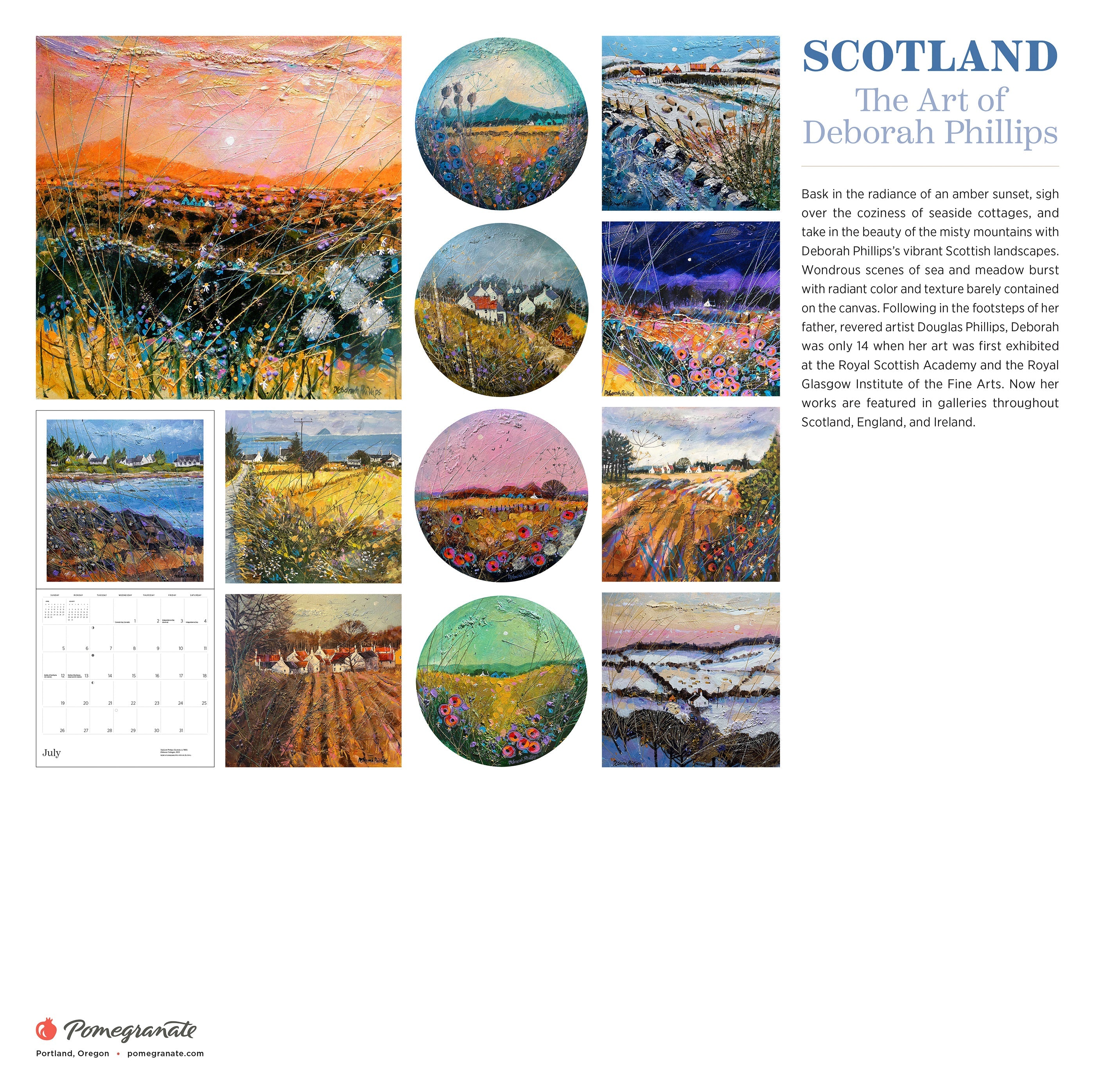 2026 Scotland: The Art of Deborah Phillips - Square Wall Calendar