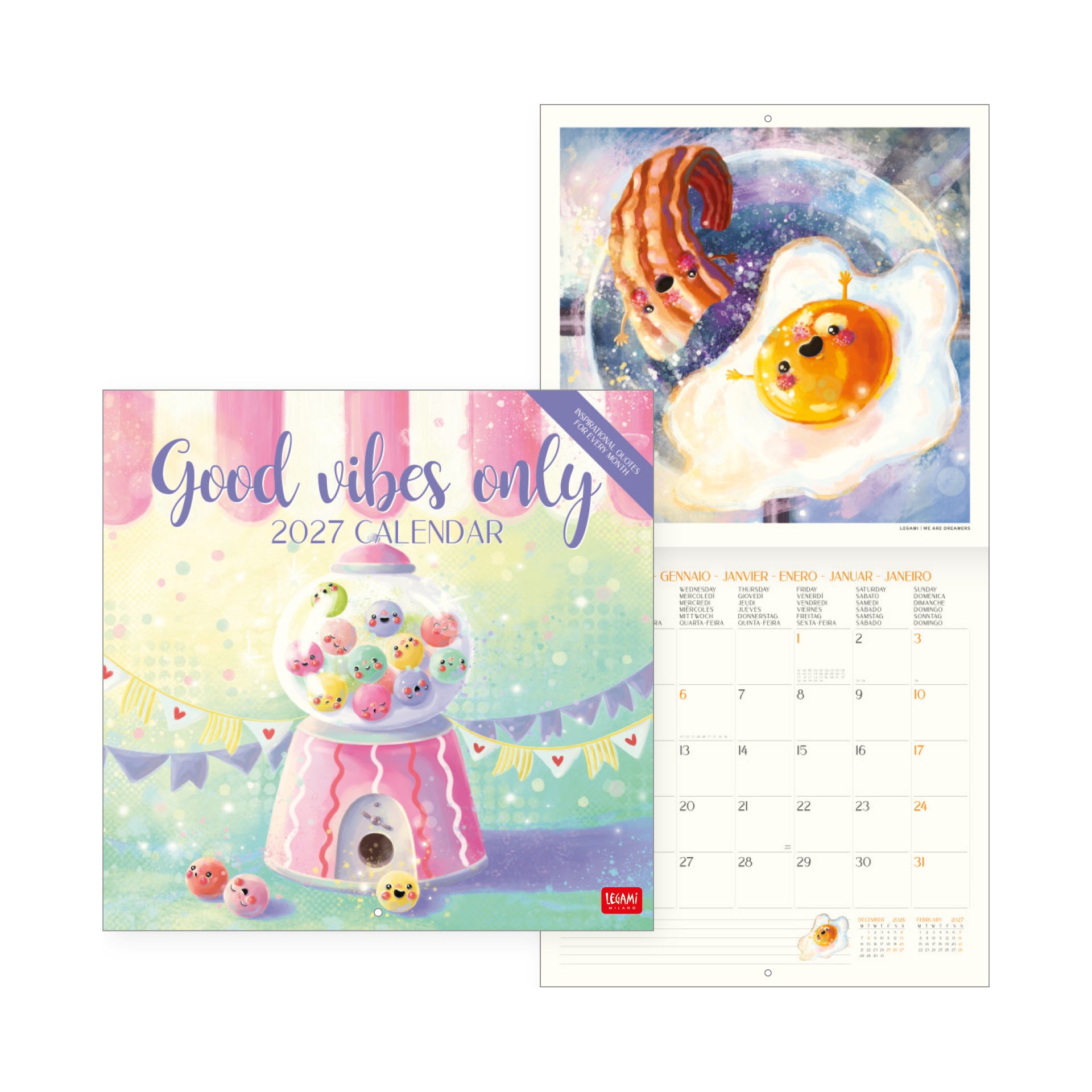 2027 Good Vibes Only - Square Wall Calendar