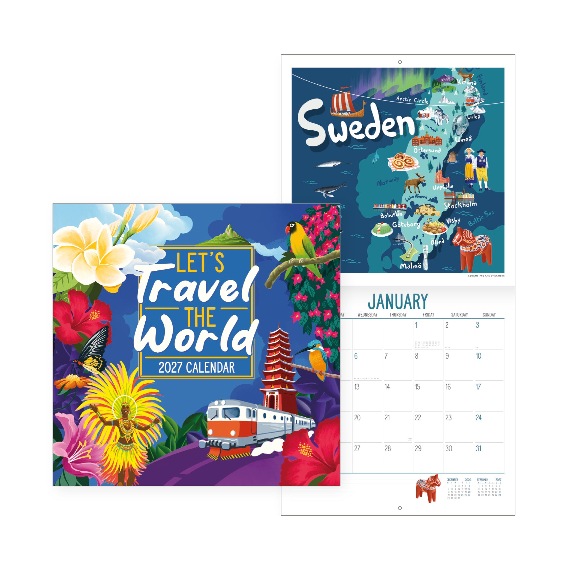 2027 Let's Travel the World - Square Wall Calendar