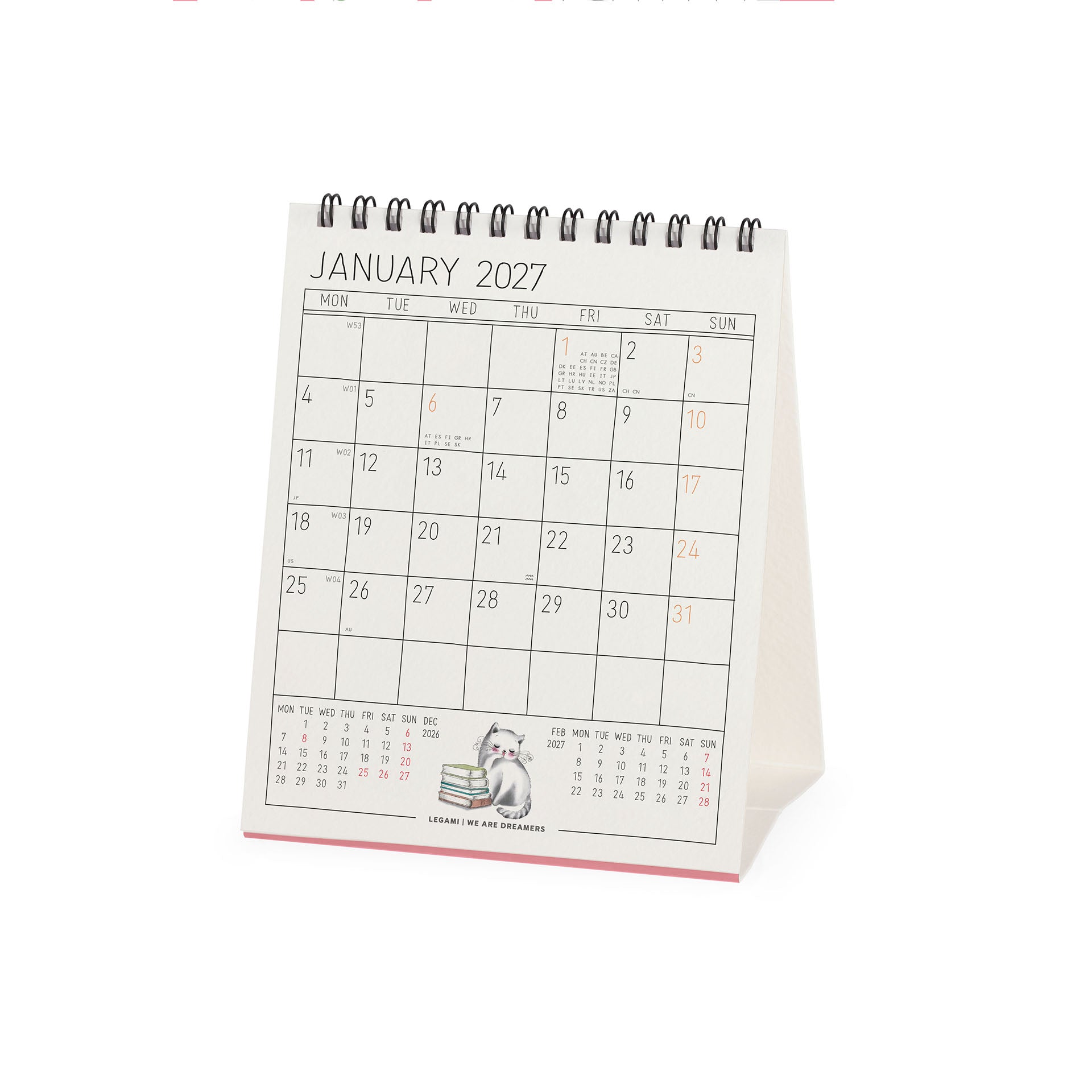 2027 Sketchy Cats - Desk Easel Calendar