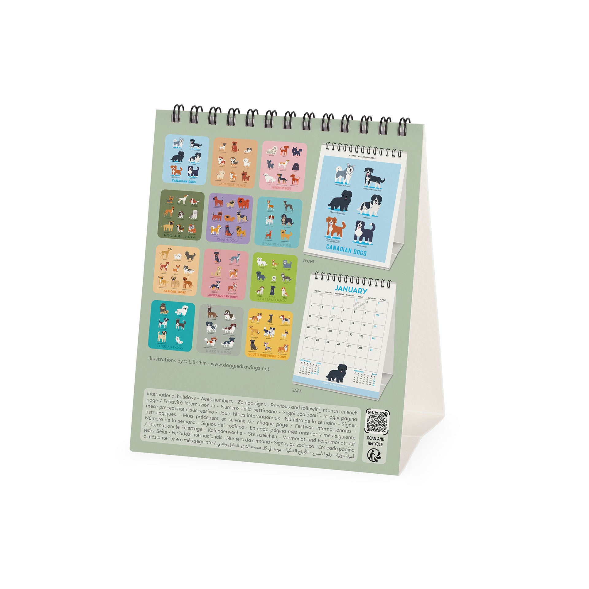2027 Dogs of the World - Desk Easel Calendar