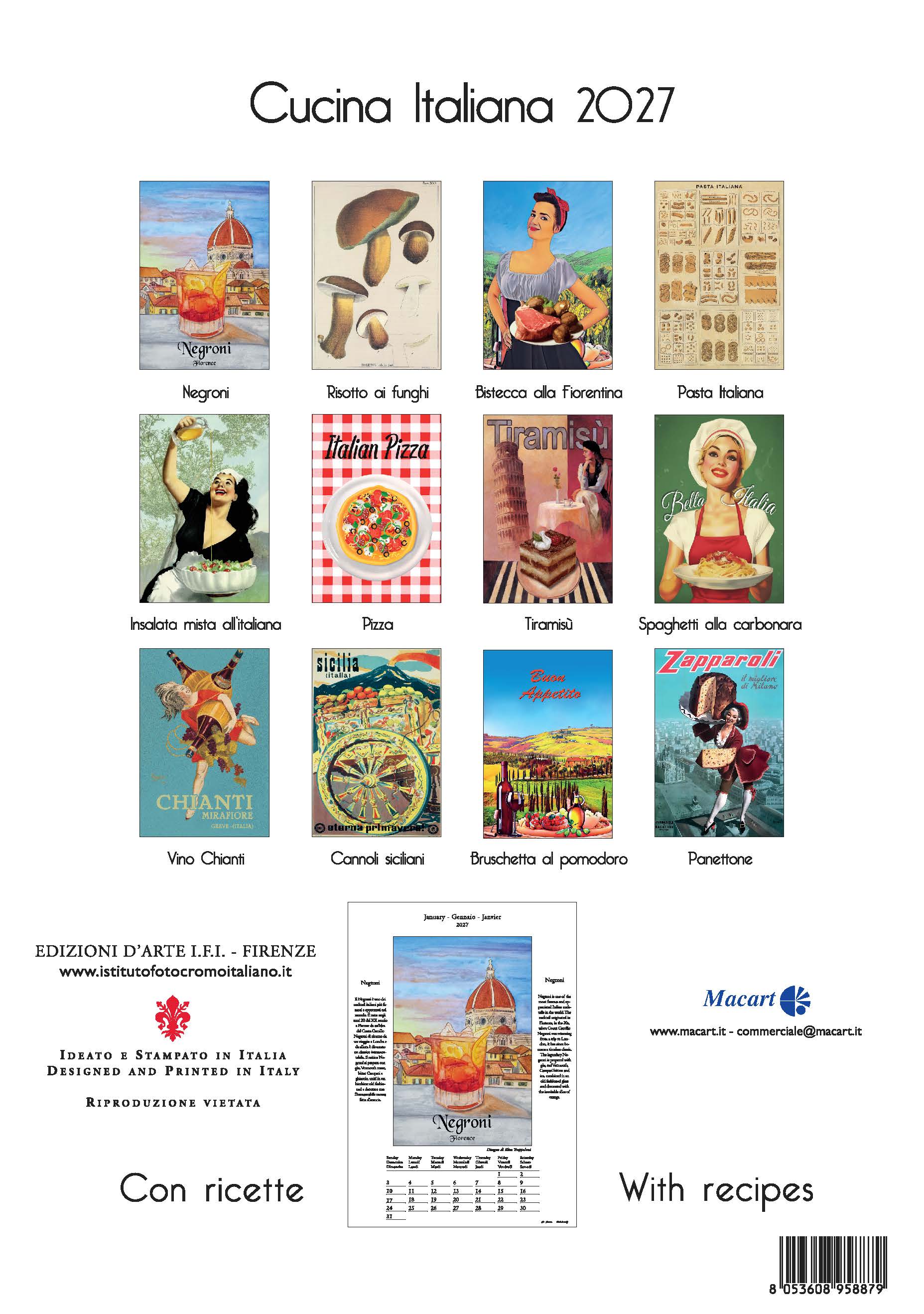 2027 Cucina Italiana (With Recipes) - Deluxe Wall Calendar