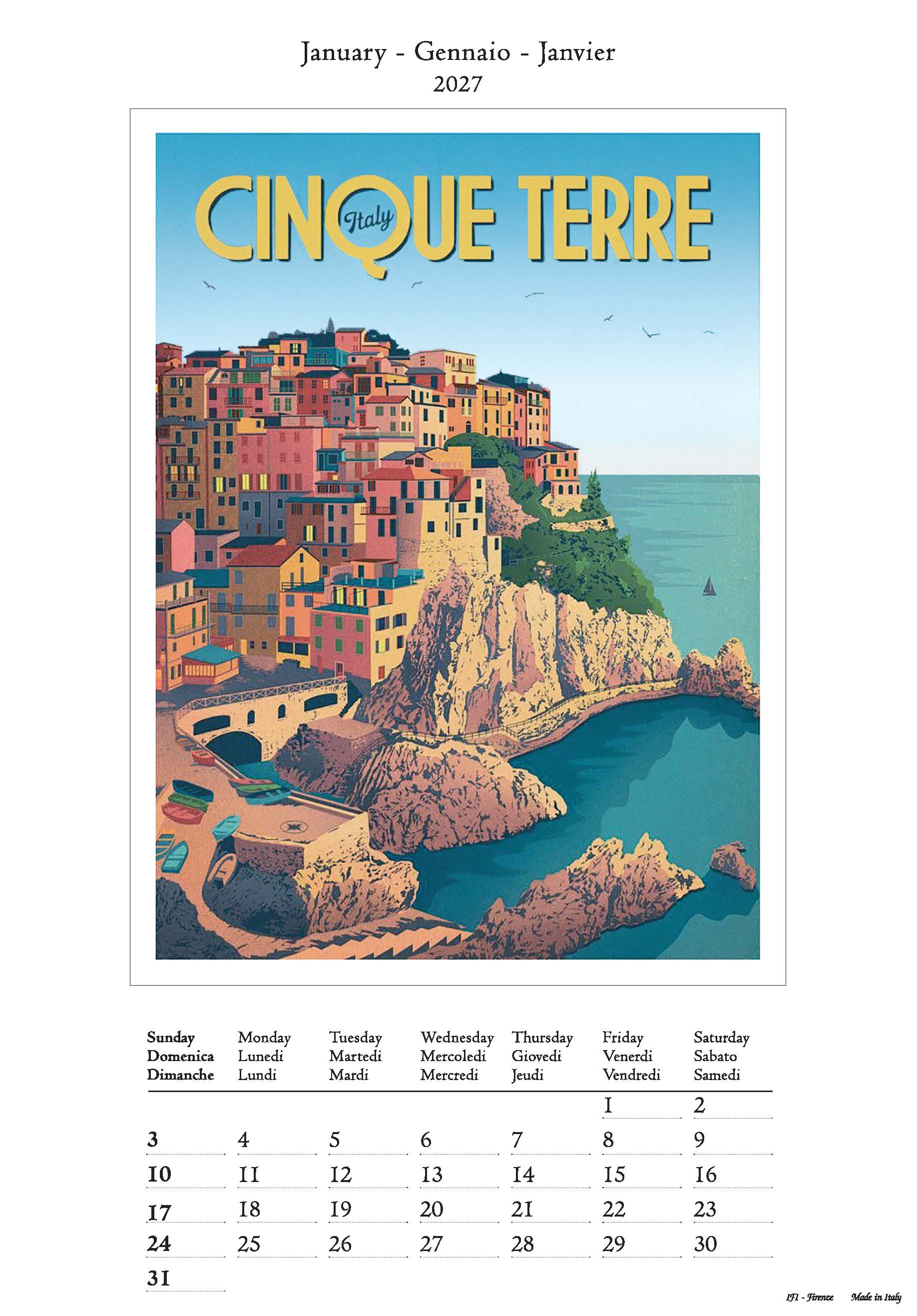 2027 Vacanze Italiane - Deluxe Wall Calendar
