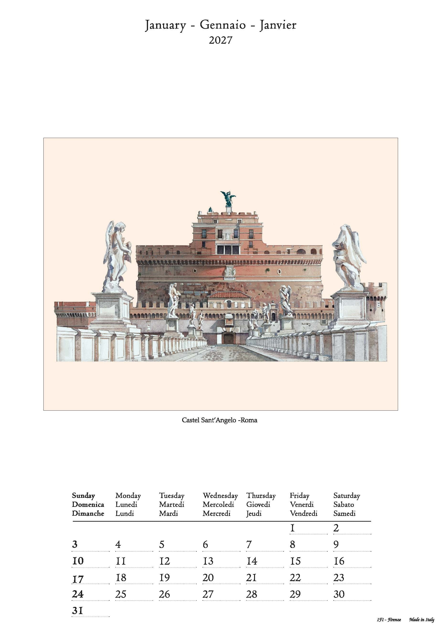 2027 Architettura Italiana (Milano) - Deluxe Wall Calendar