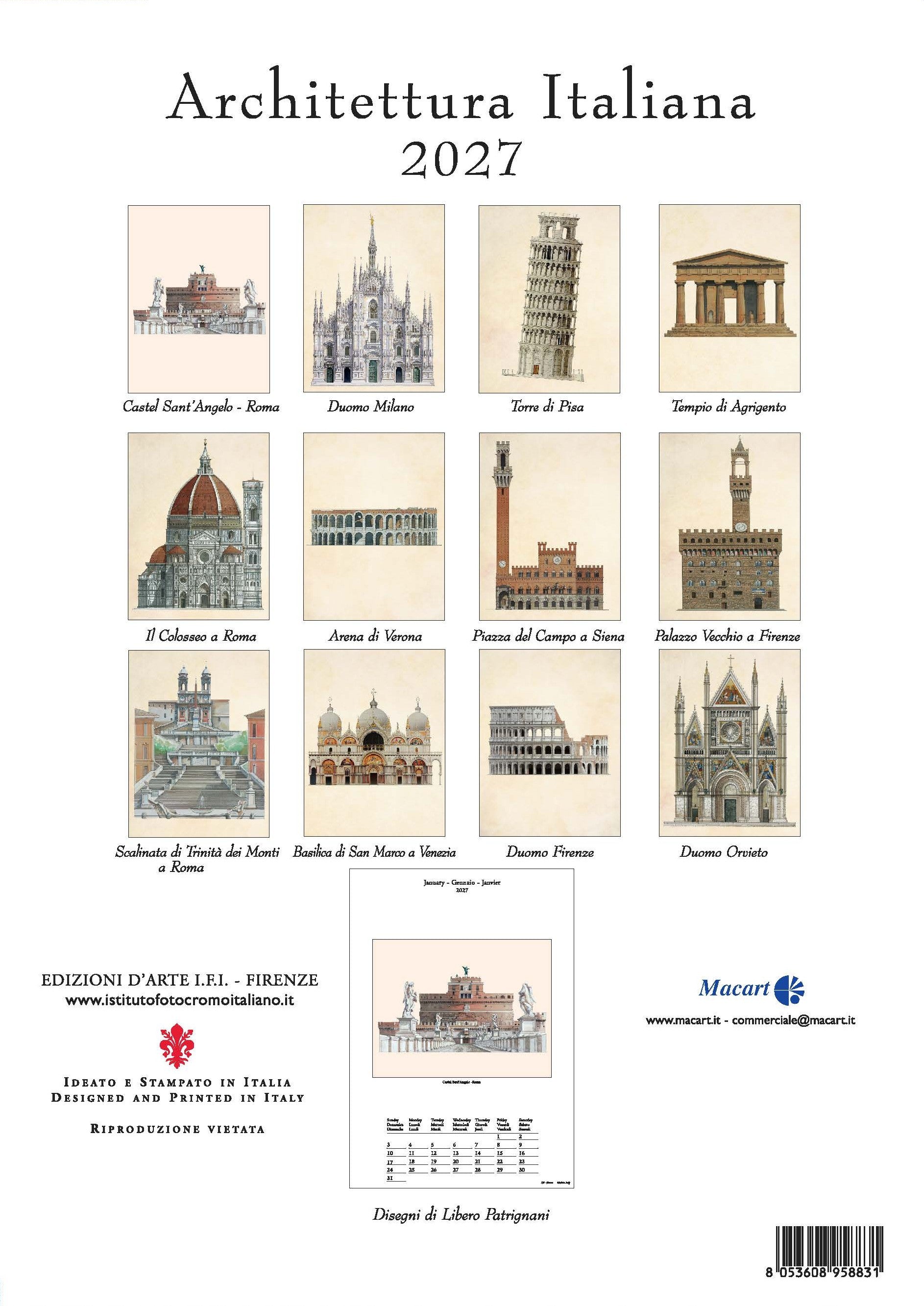 2027 Architettura Italiana (Milano) - Deluxe Wall Calendar