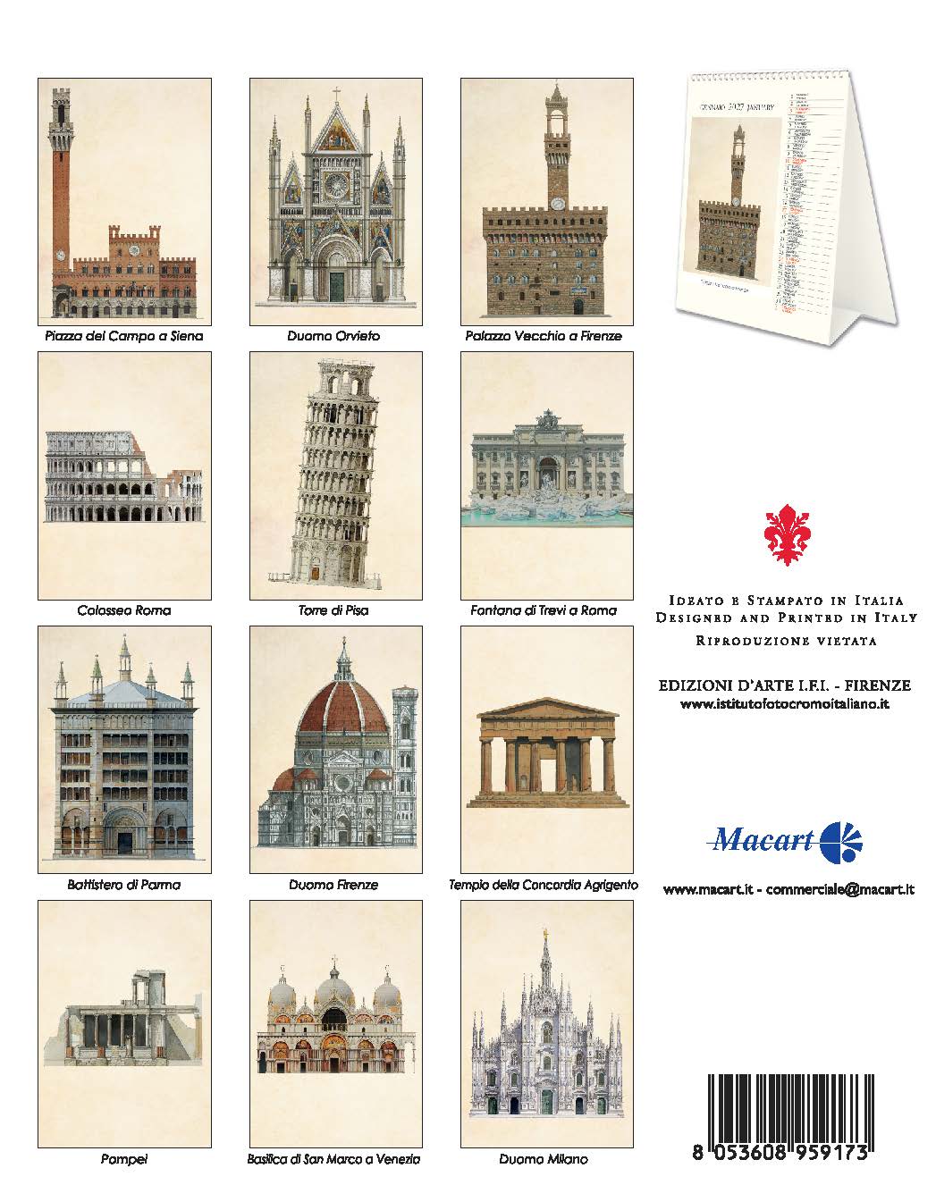 2027 Architettura Italiana - Desk Easel Calendar