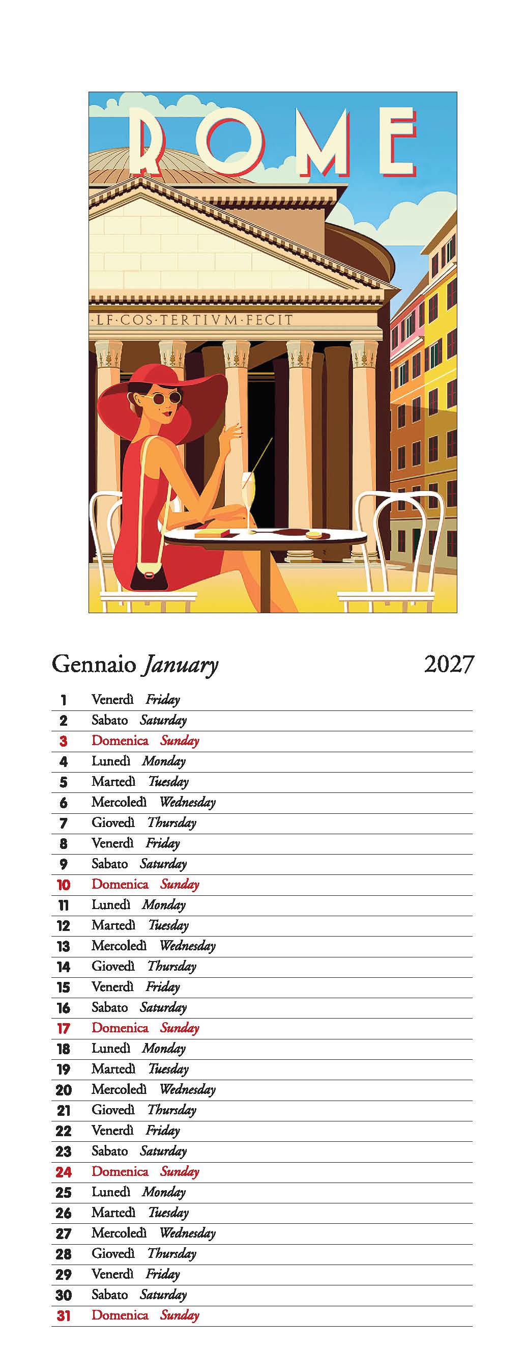 2027 Italia - Slim Wall Calendar