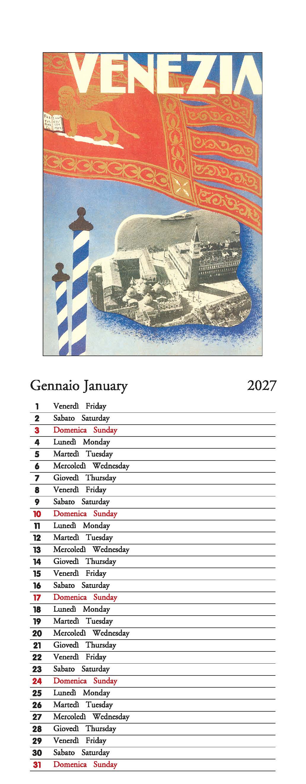 2027 Venezia - Slim Wall Calendar