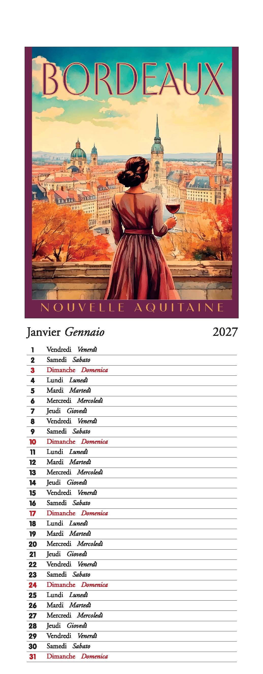2027 Douce France - Slim Wall Calendar