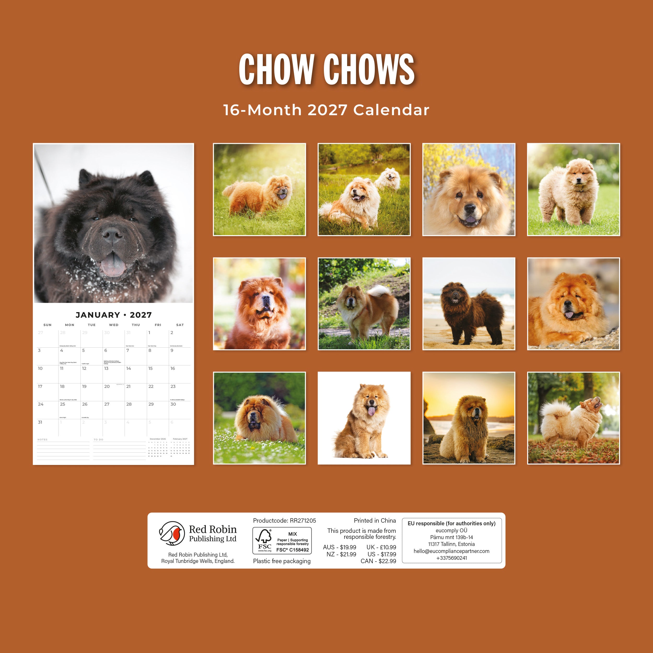 2027 Chow Chows - Square Wall Calendar