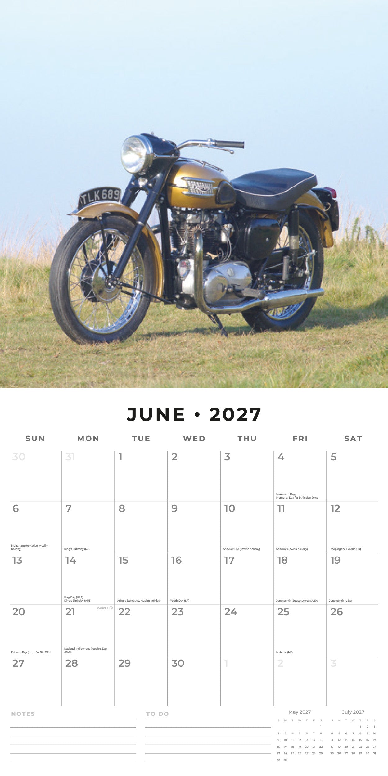 2027 Classic Bikes - Square Wall Calendar
