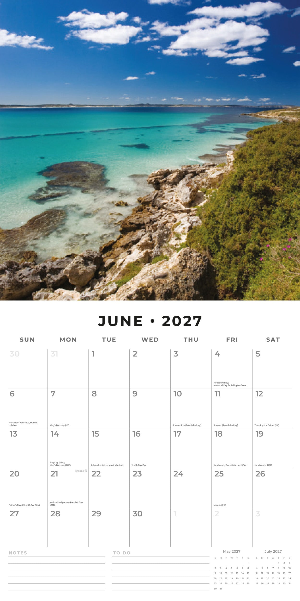 2027 Coastlines of Australia - Square Wall Calendar