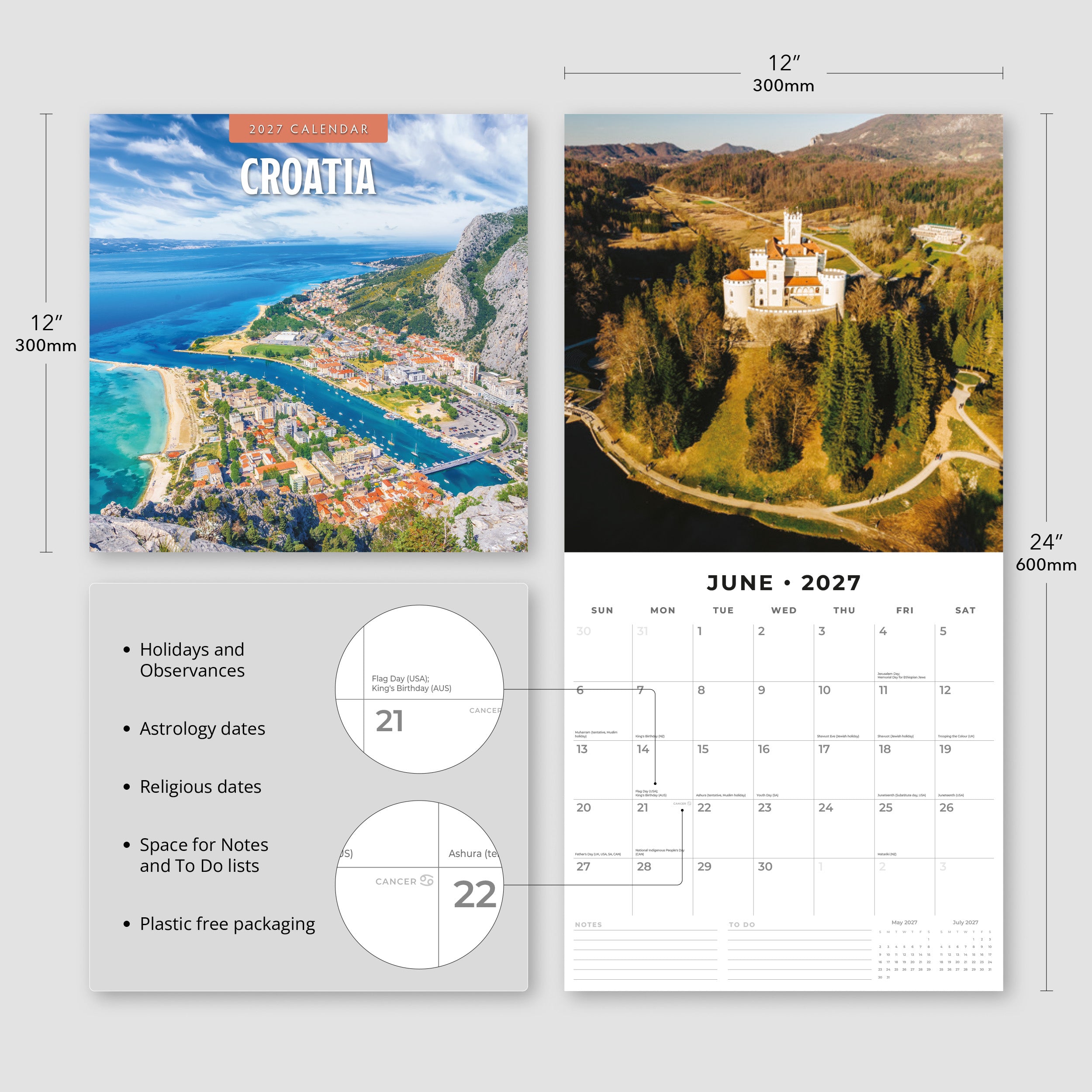 2027 Croatia - Square Wall Calendar