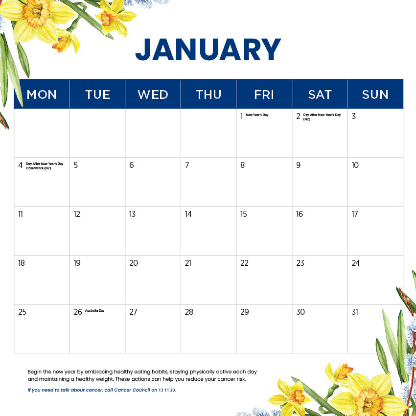 2027 Daffodils - The Cancer Council  - Square Wall Calendar