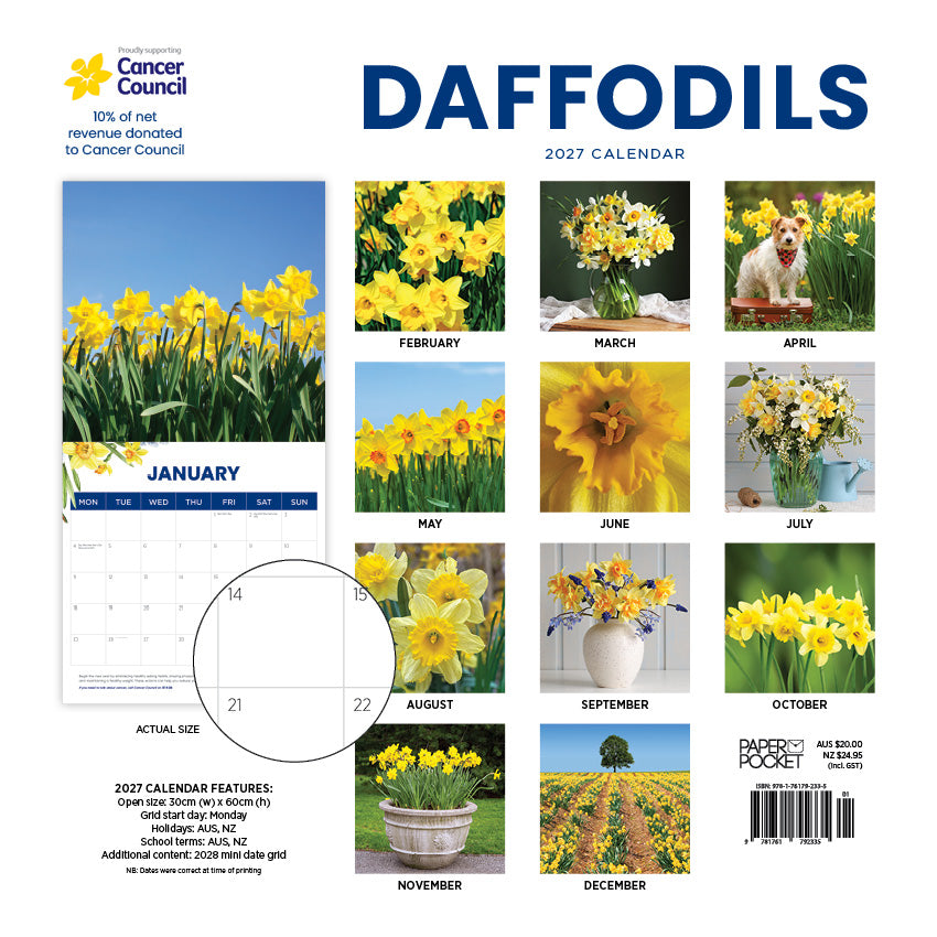 2027 Daffodils - The Cancer Council  - Square Wall Calendar