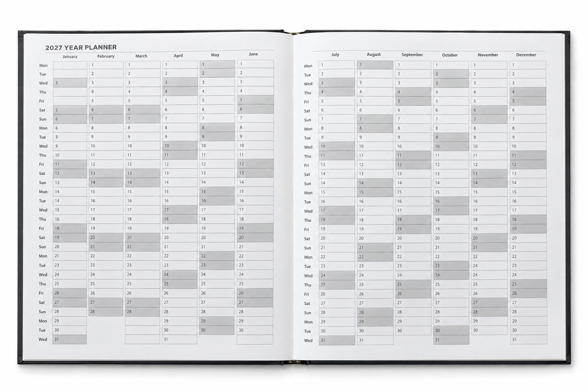 Personalised 2027 A4 Hard Cover Appointment Diary