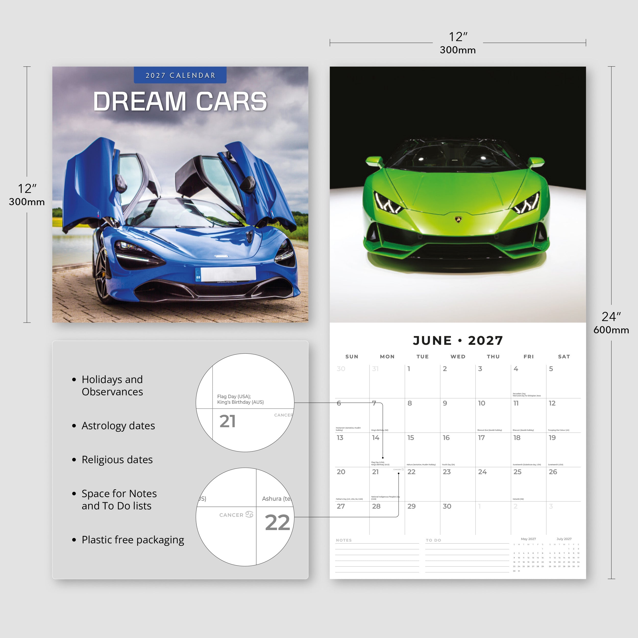 2027 Dream Cars - Square Wall Calendar