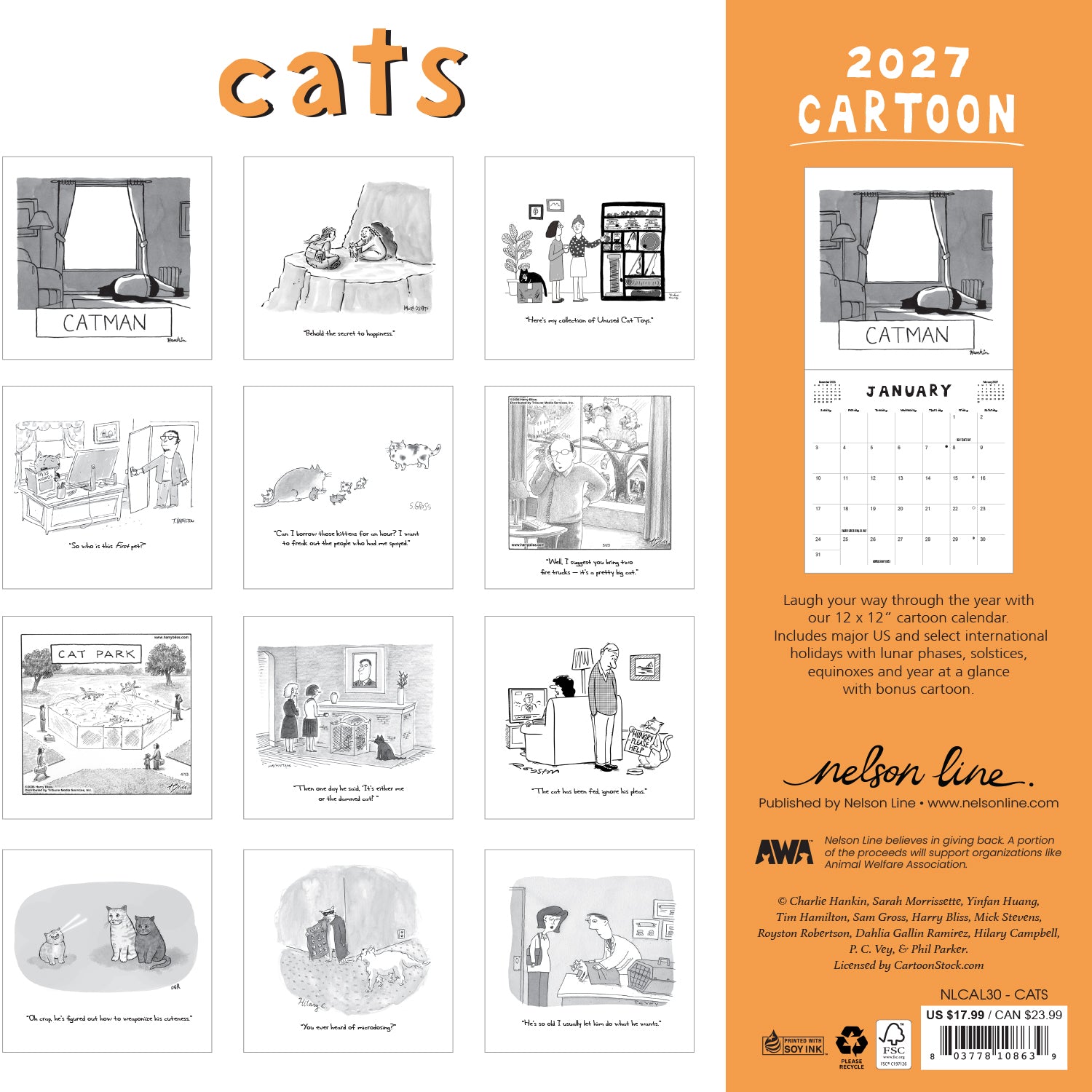 2027 Cats - Square Wall Calendar