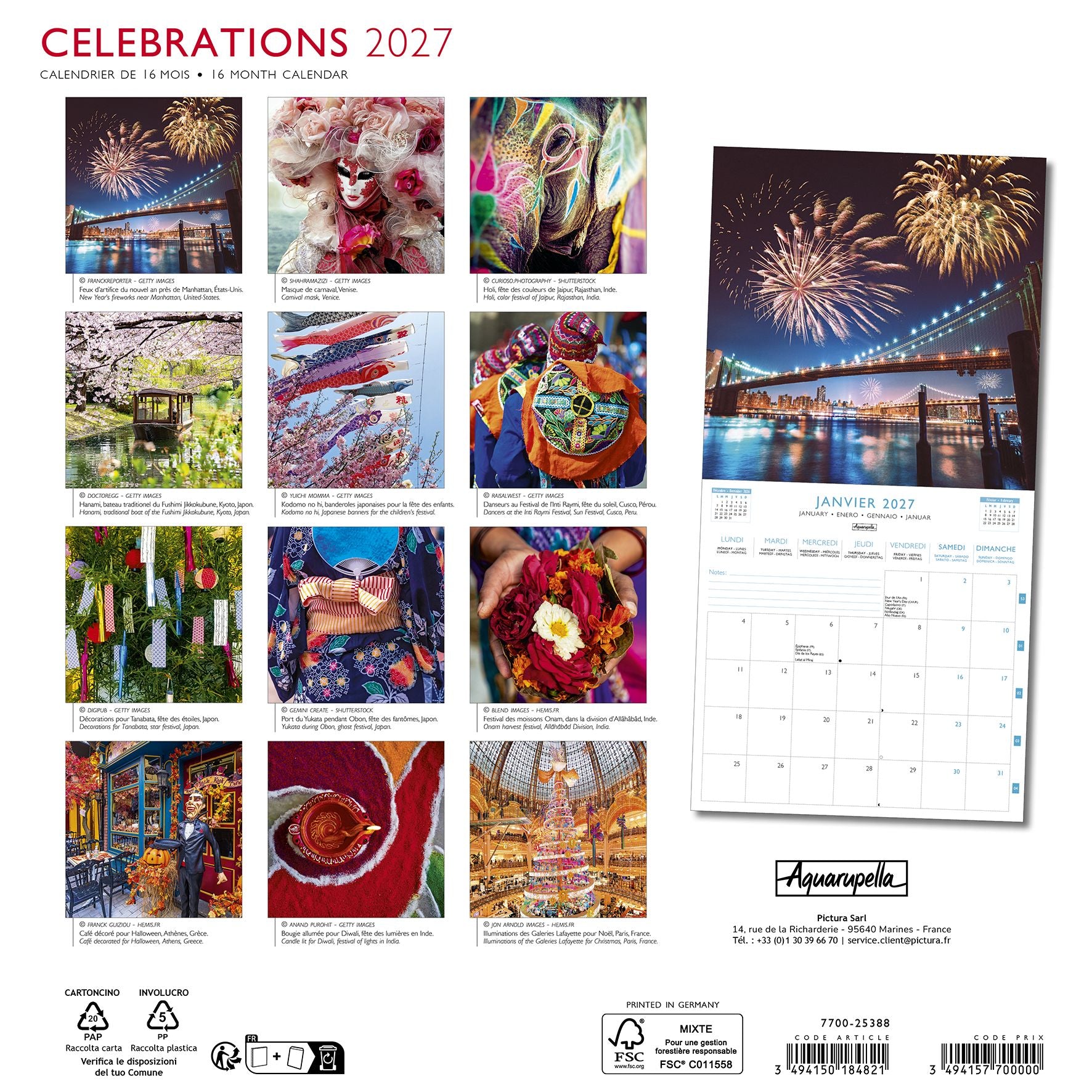 2027 Celebrations - Square Wall Calendar