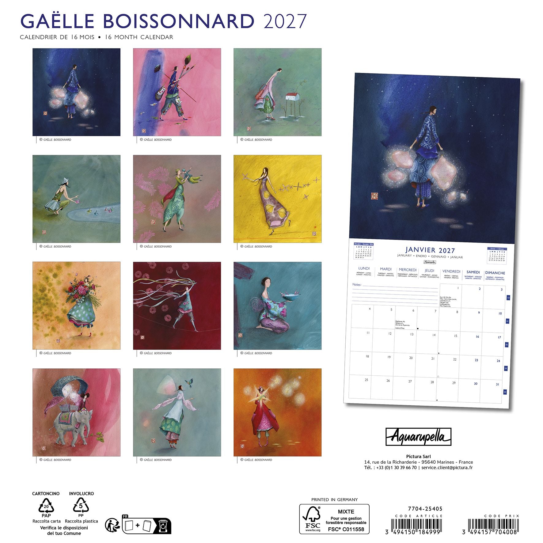 2027 G. Boissonnard-Crossing the Night - Square Wall Calendar