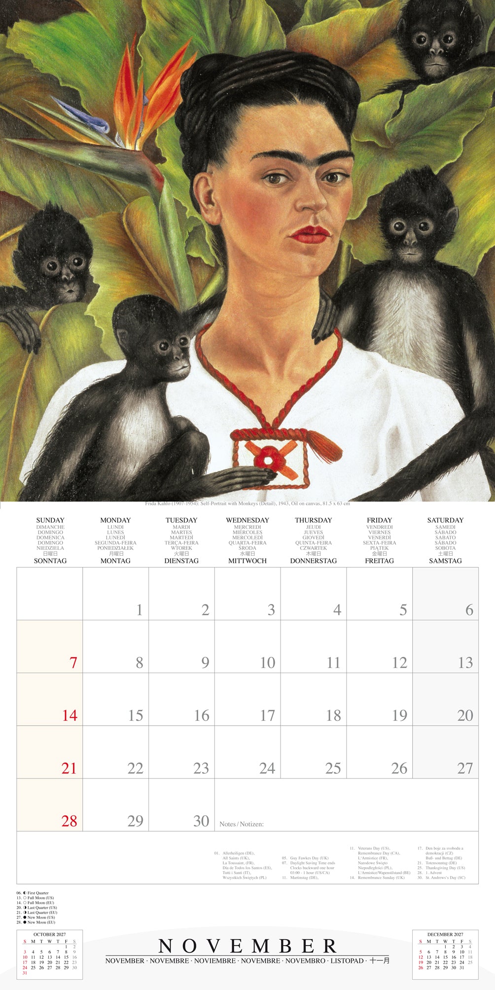 2027 Frida Kahlo - Square Wall Calendar