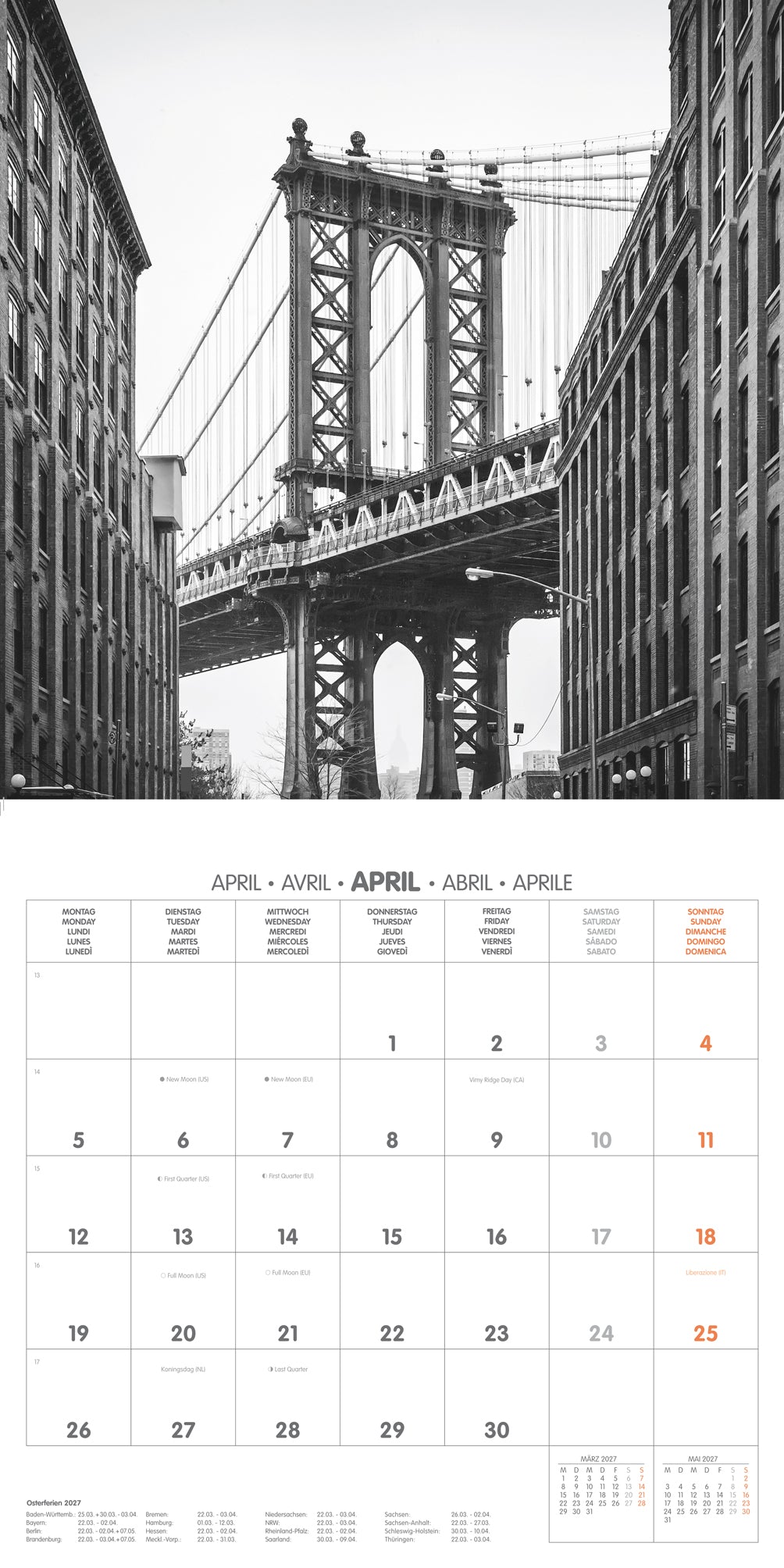 2027 New York Retro - Square Wall Calendar