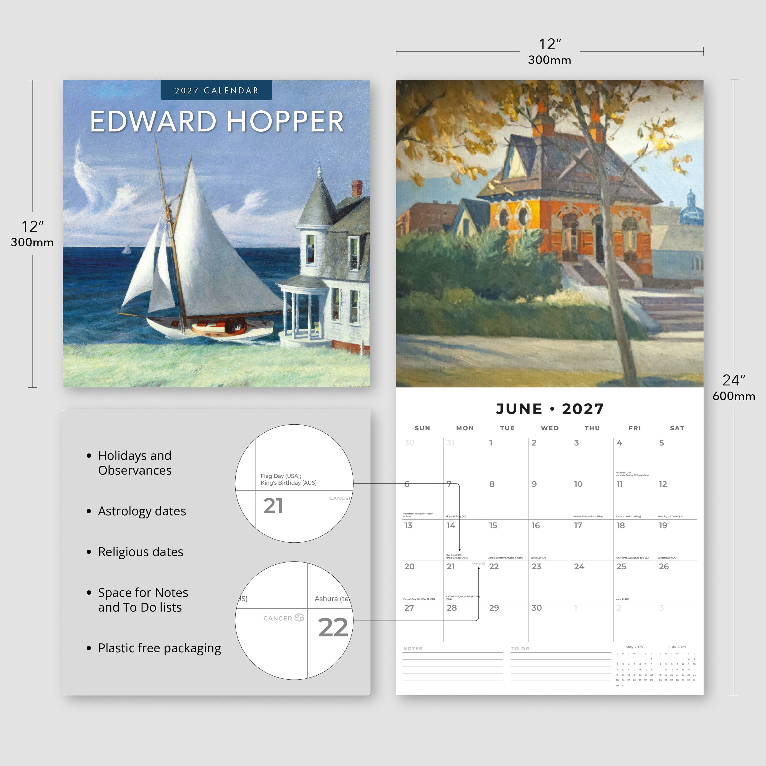 2027 Edward Hopper - Square Wall Calendar