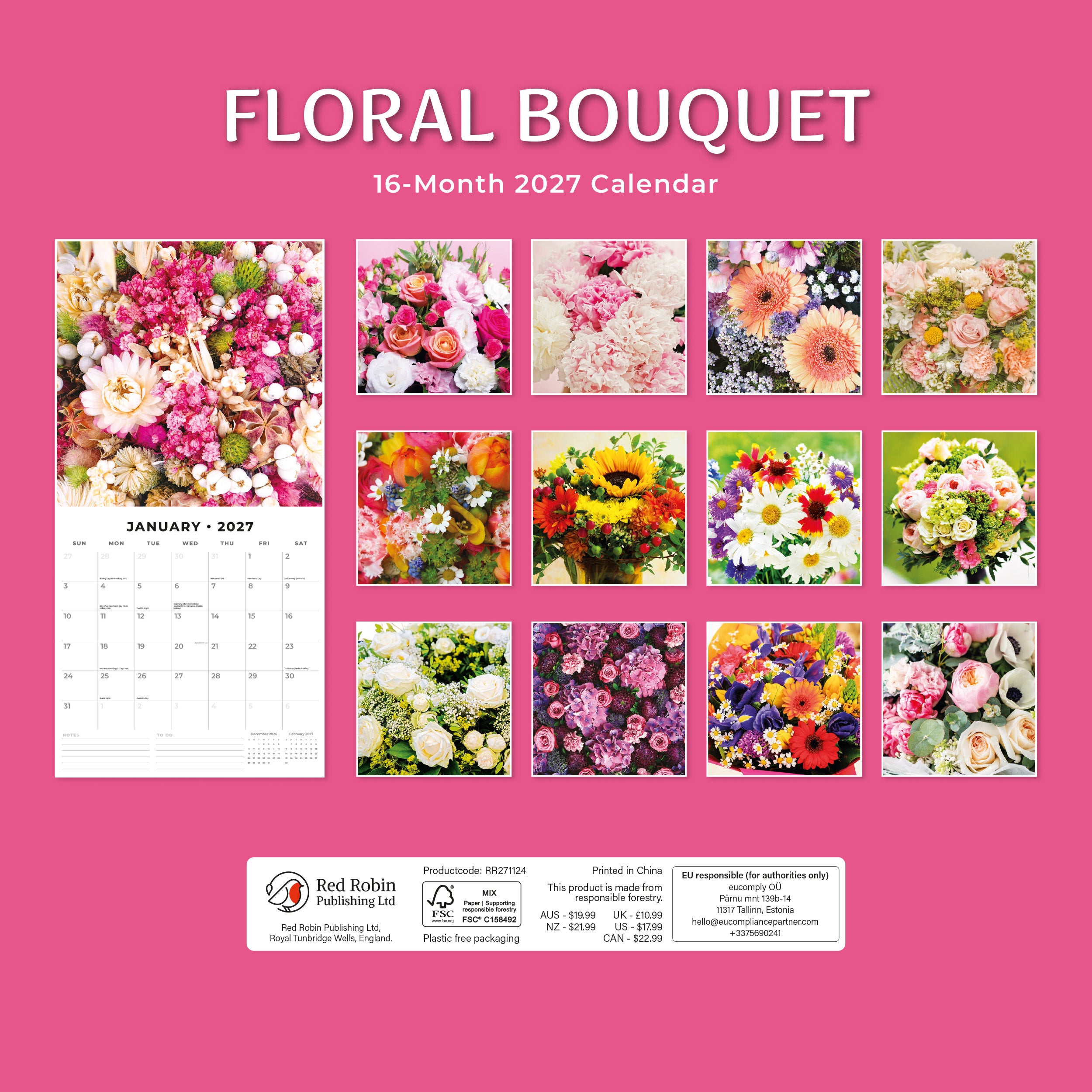 2027 Floral Bouquet - Square Wall Calendar
