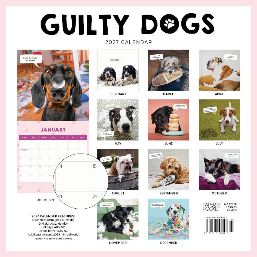 2027 Guilty Dogs - Square Wall Calendar