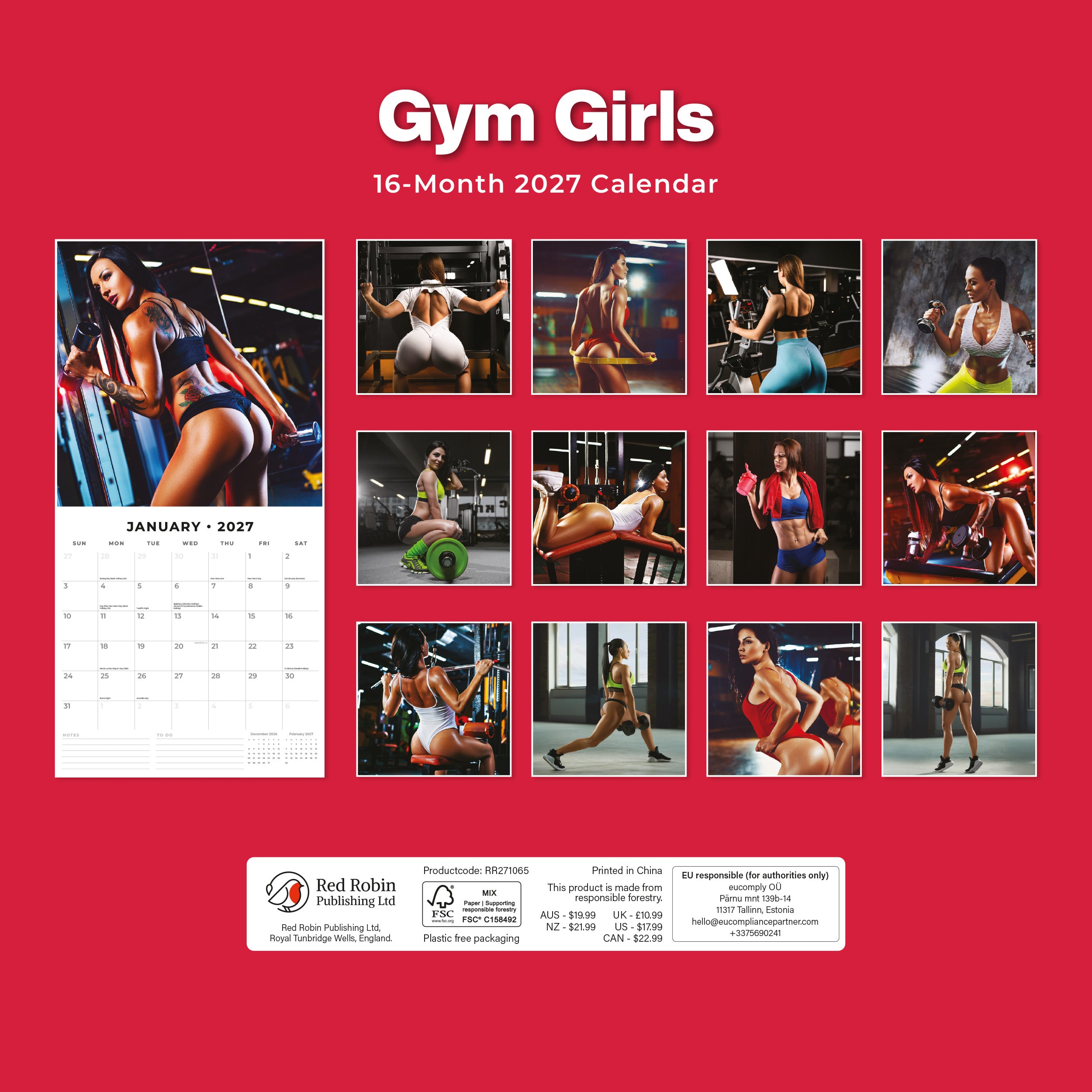 2027 Gym Girls - Square Wall Calendar