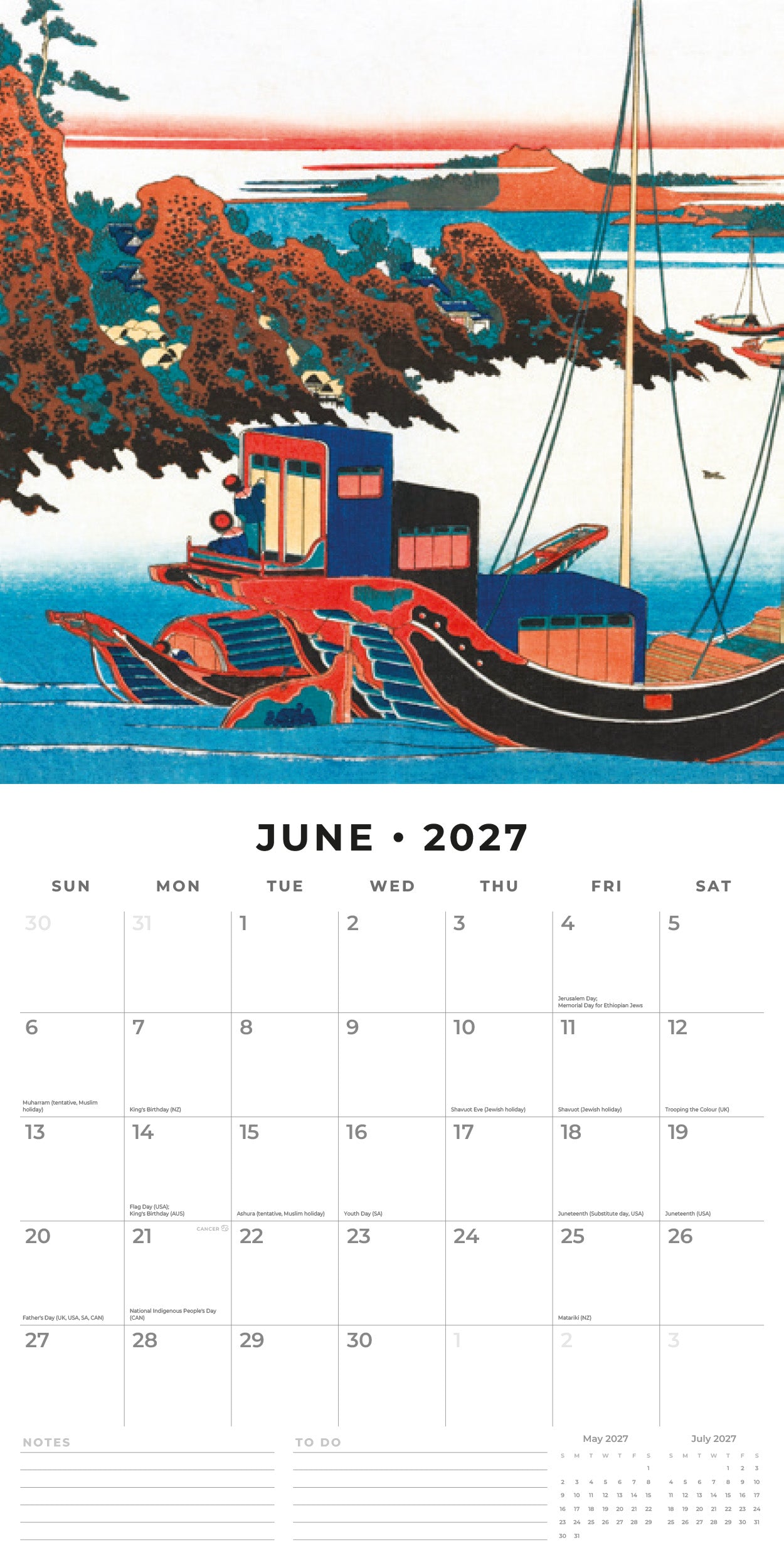 2027 Hokusai - Square Wall Calendar