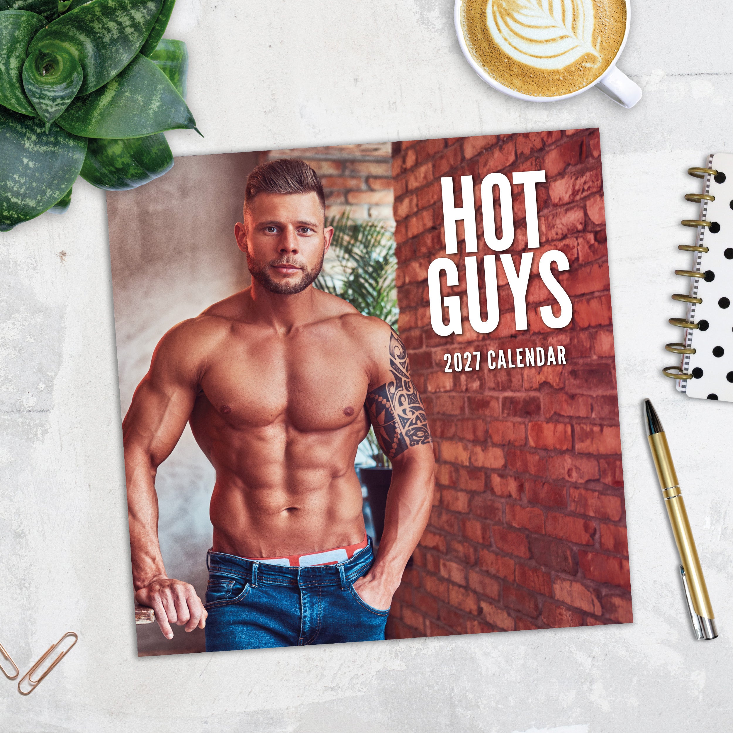 2027 Hot Guys - Square Wall Calendar