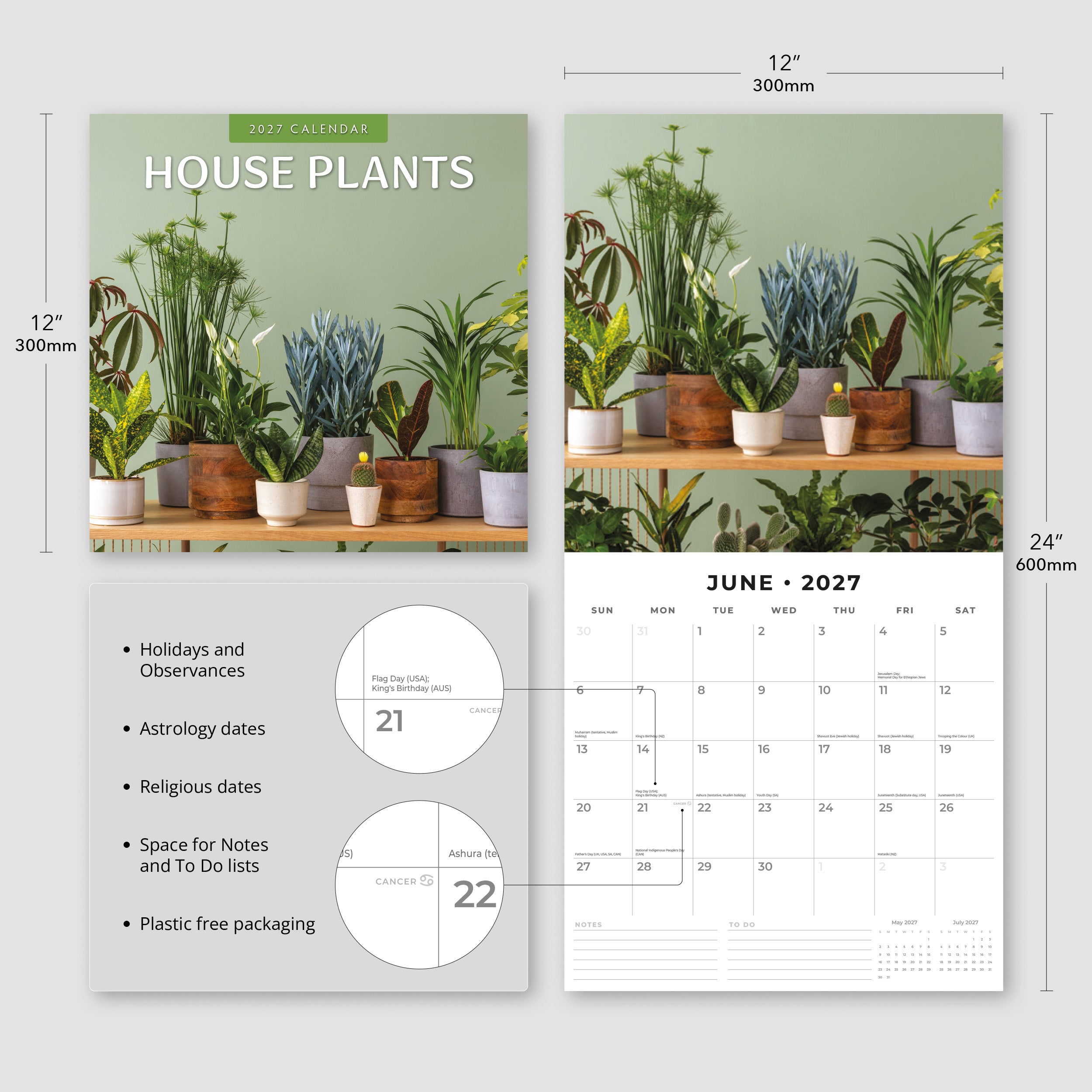 2027 House Plants - Square Wall Calendar