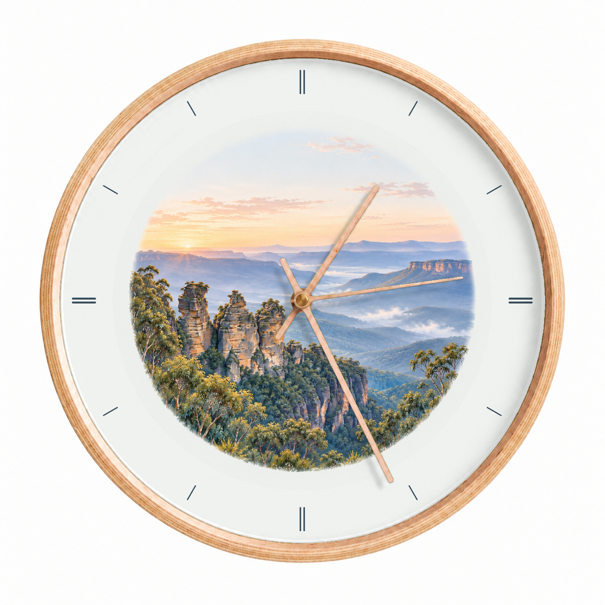 IMAGE_01_Front_-_Blue_Mountains_Wall_Clock_30cm_Wooden_Frame_-_WC-U028_-_649310203765.png
