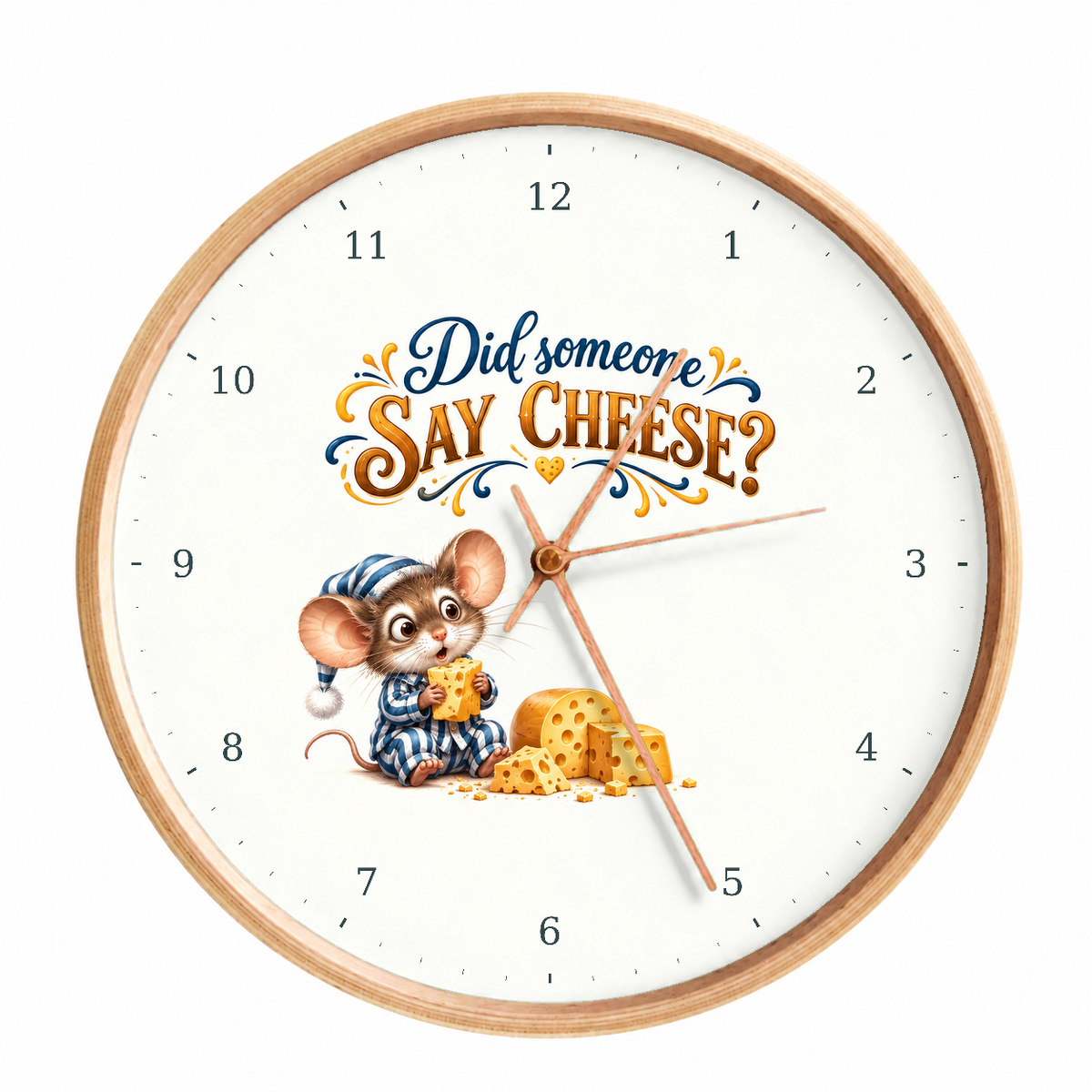 IMAGE_01_Front_-_Funny_Cheese_Mouse_Wall_Clock_30cm_Wooden_Frame_-_WC-H067_-_649310204151.png