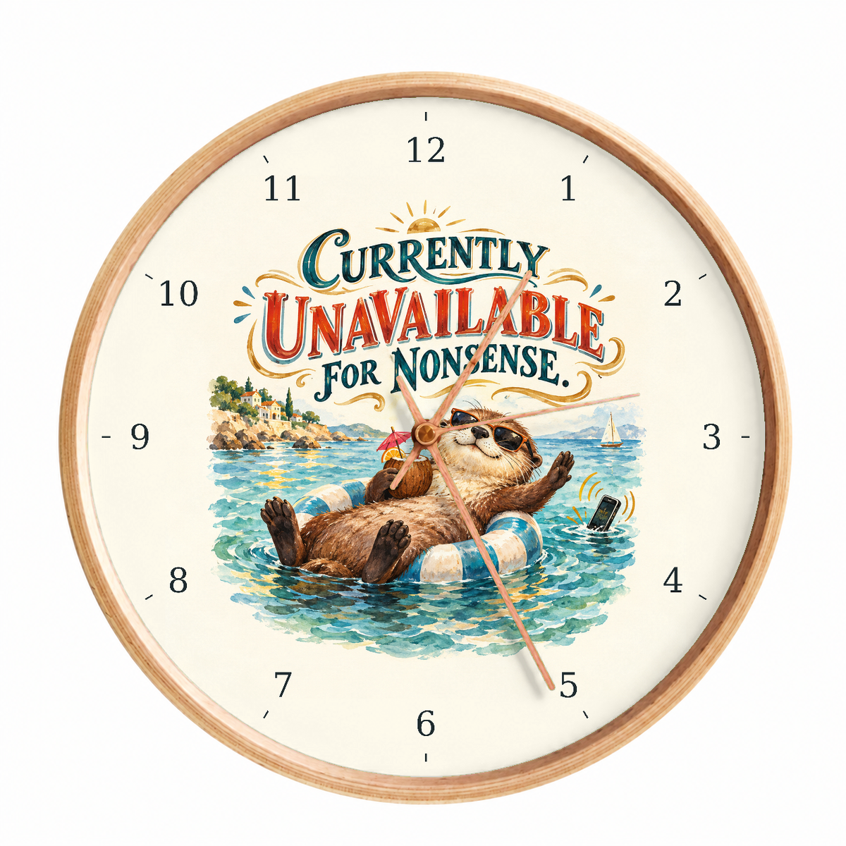 IMAGE_01_Front_-_Funny_Holiday_Otter_Wall_Clock_30cm_Wooden_Frame_-_WC-H079_-_649310204274.png