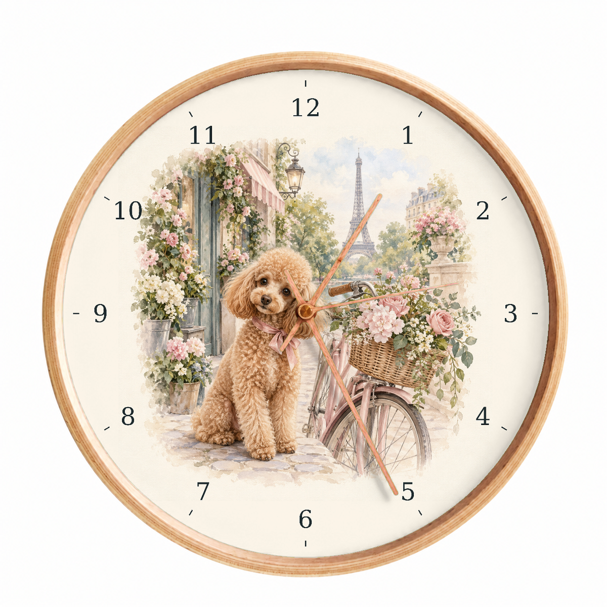 IMAGE_01_Front_-_Poodle_Paris_Wall_Clock_30cm_Wooden_Frame_-_WC-D053_-_649310204014.png