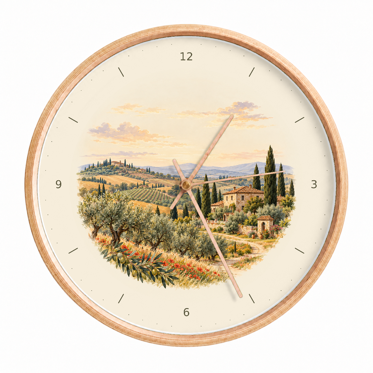 IMAGE_01_Front_-_Tuscany_Landscape_Wall_Clock_30cm_Wooden_Frame_-_WC-T125_-_649310204731.png