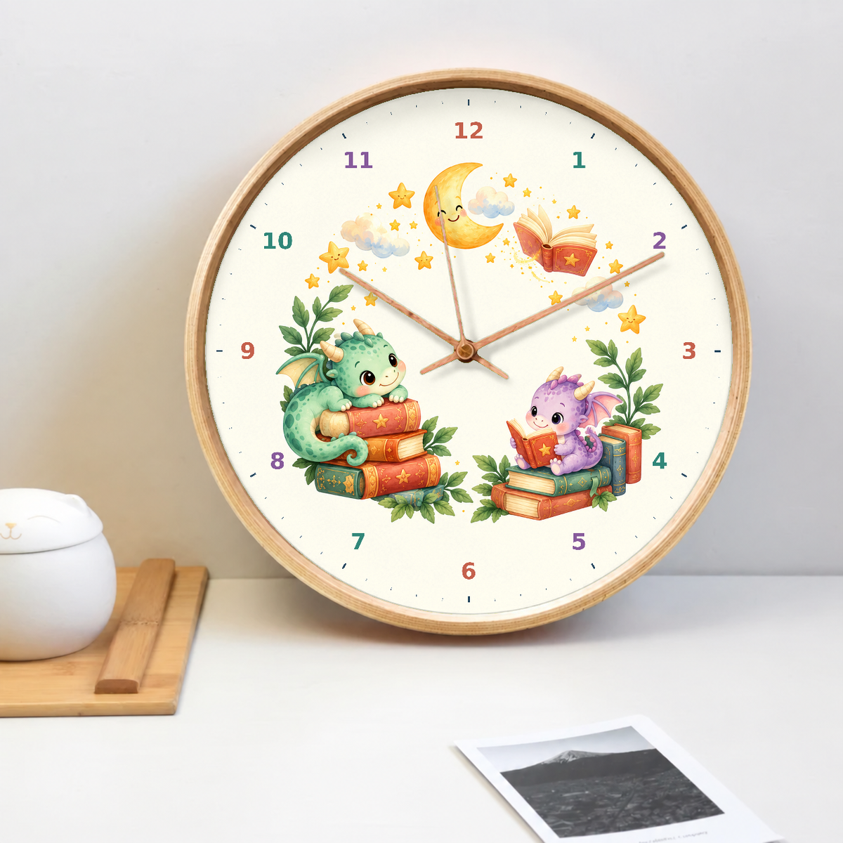 IMAGE_02_Tabletop_-_Kids_Reading_Dragons_Wall_Clock_30cm_Wooden_Frame_-_WC-K105_-_649310204533.png